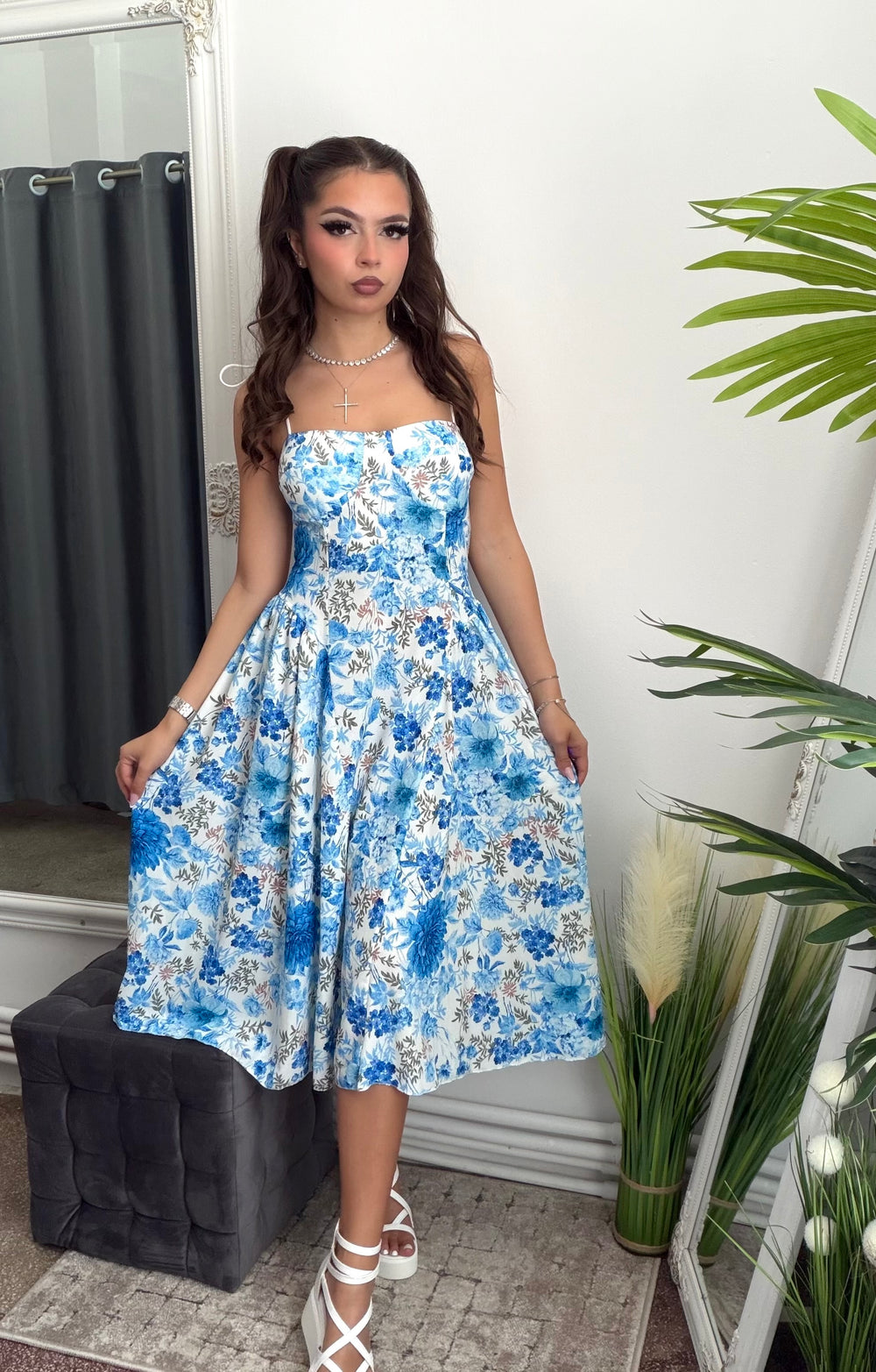 Rochie midi albastru VERA