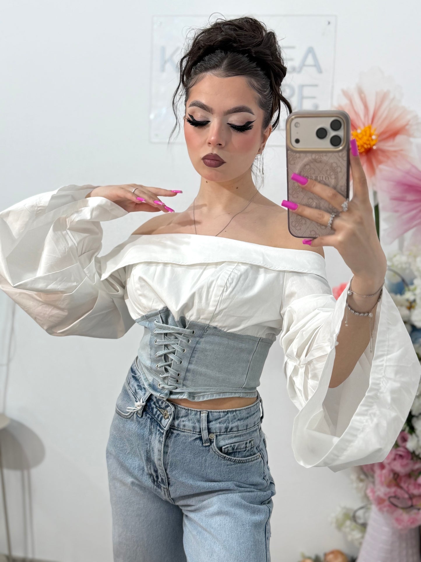 Top stil corset din denim ALICE
