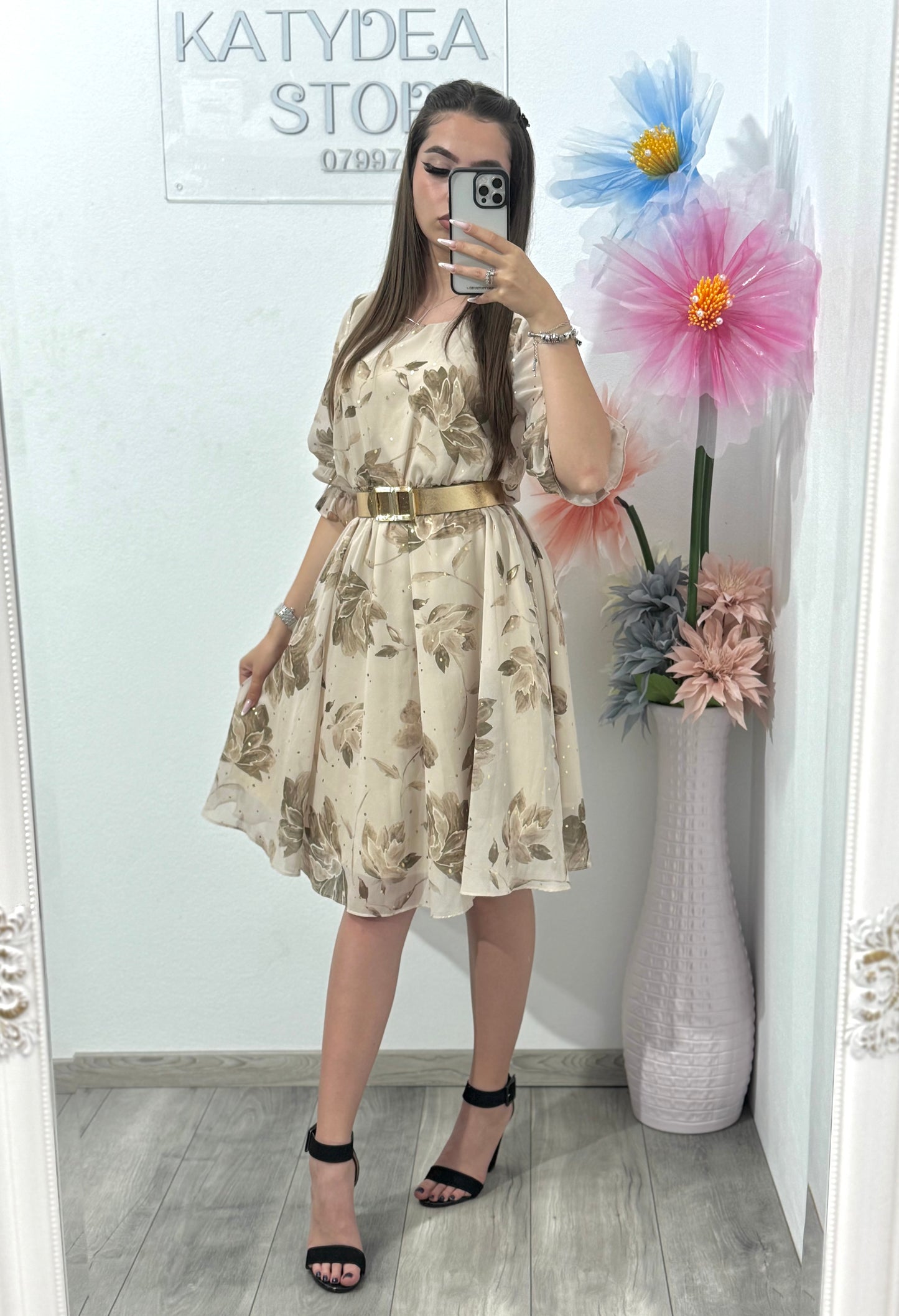 Rochie din voal beige Carmen