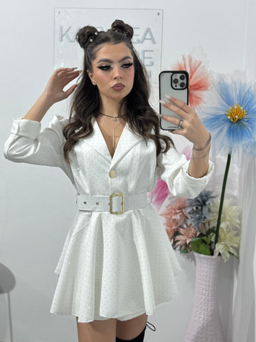 Salopetă albă cu cristale ștanțate MELANIA