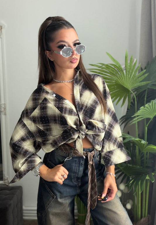 Cămașă cu cristale ștanțate black ANA