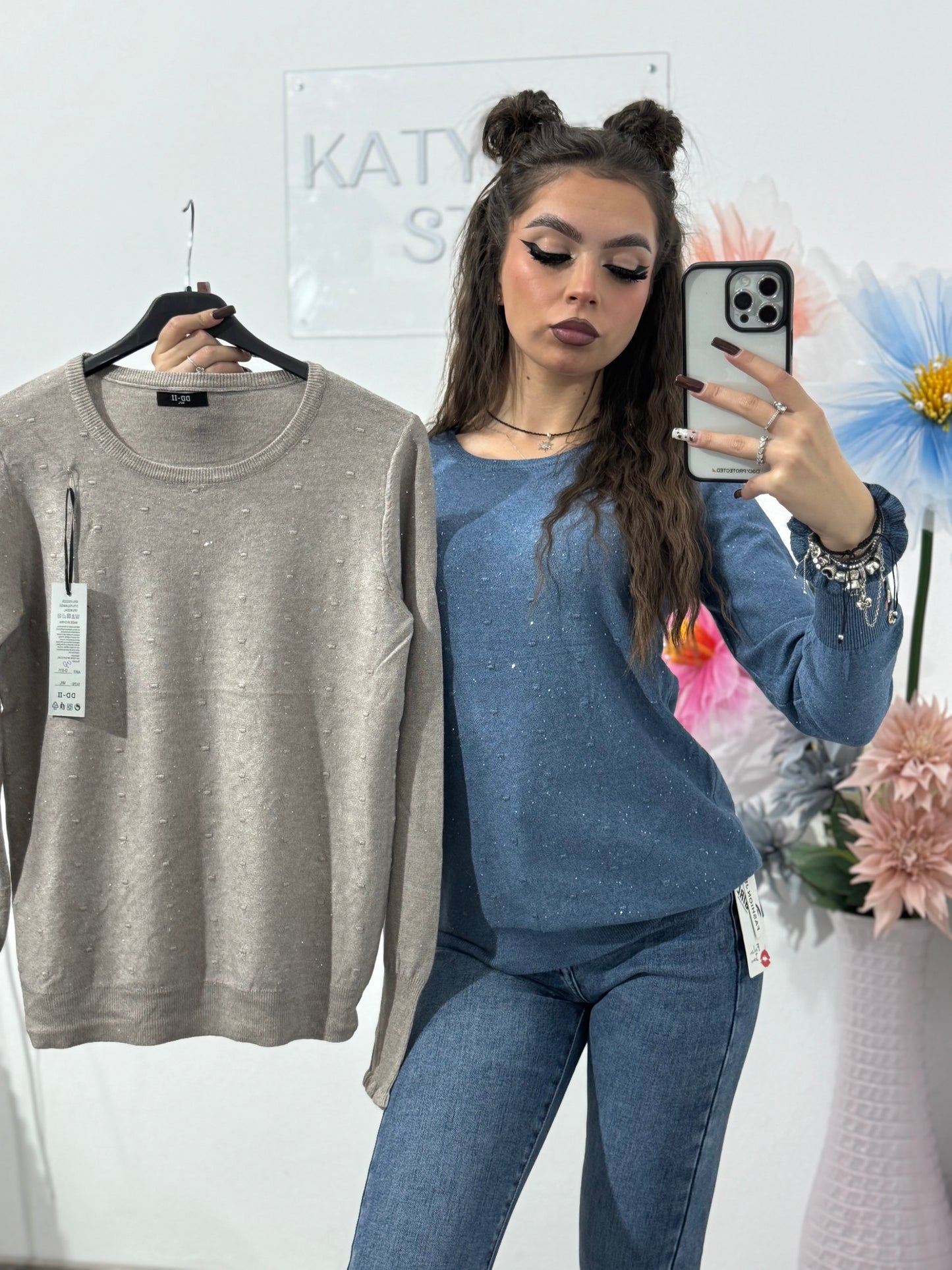 Bluză din tricot cu năsturei SORINA