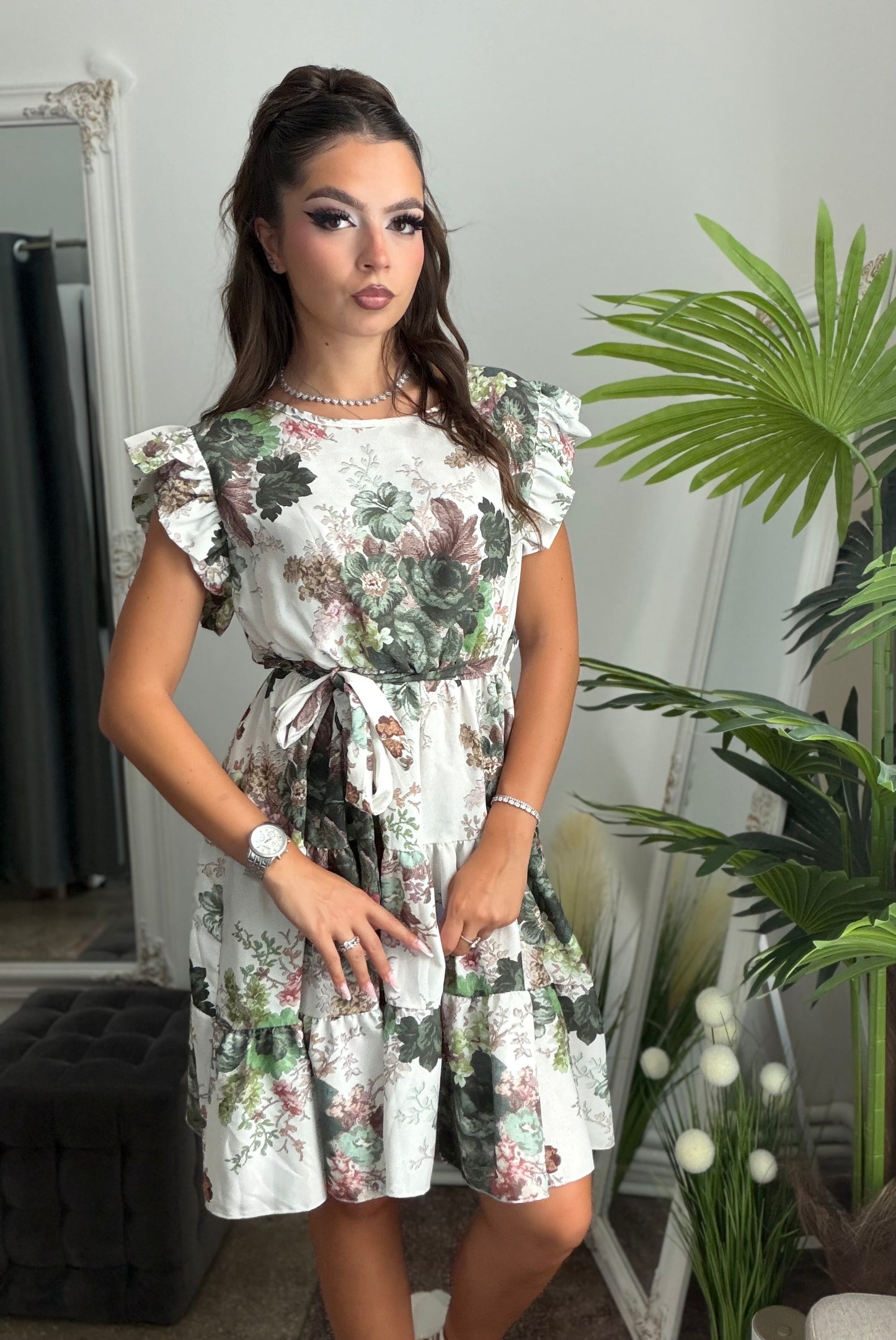 Rochie cu volanase verde ELSA