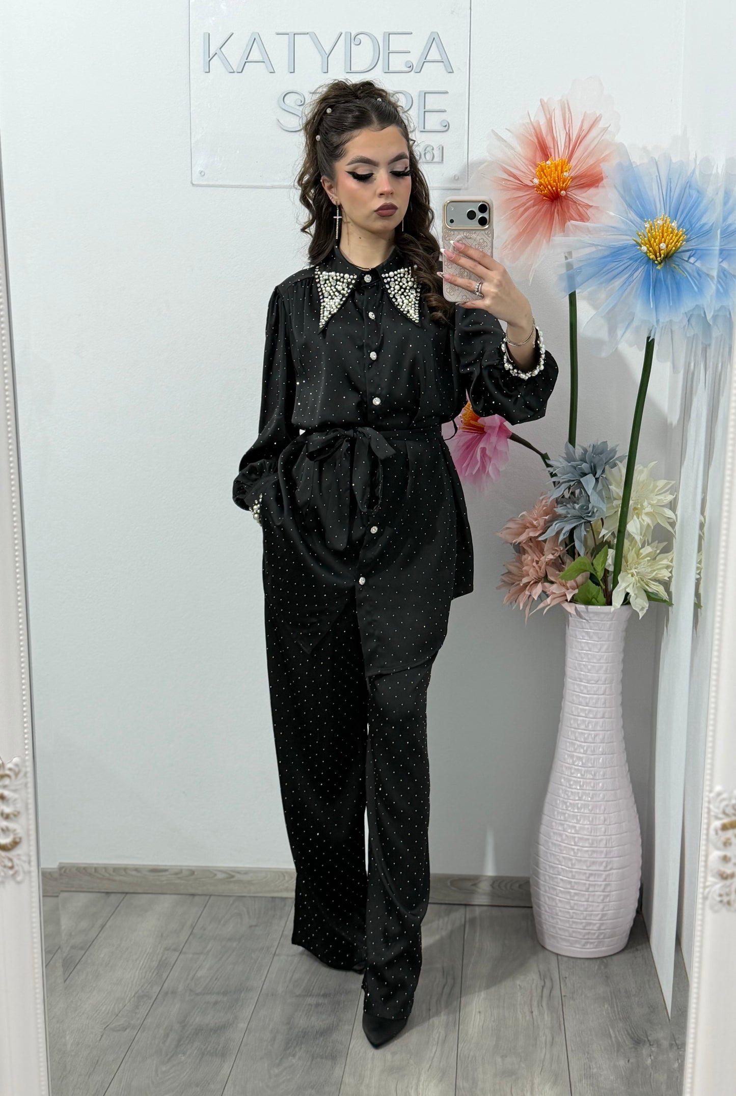 Compleu format din 2 piele satinat ALINA