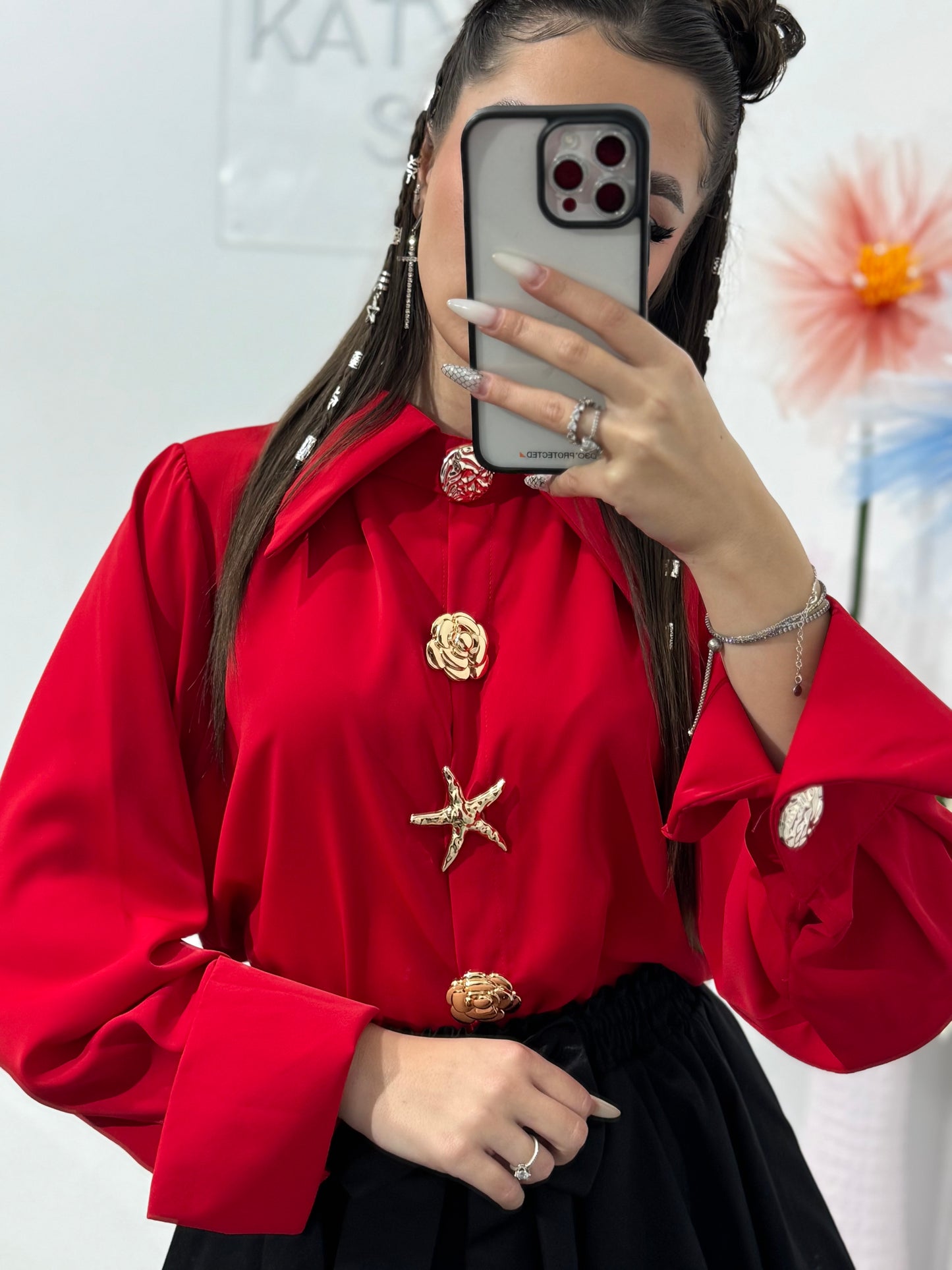 Cămașă cu broșe aurii ALICE