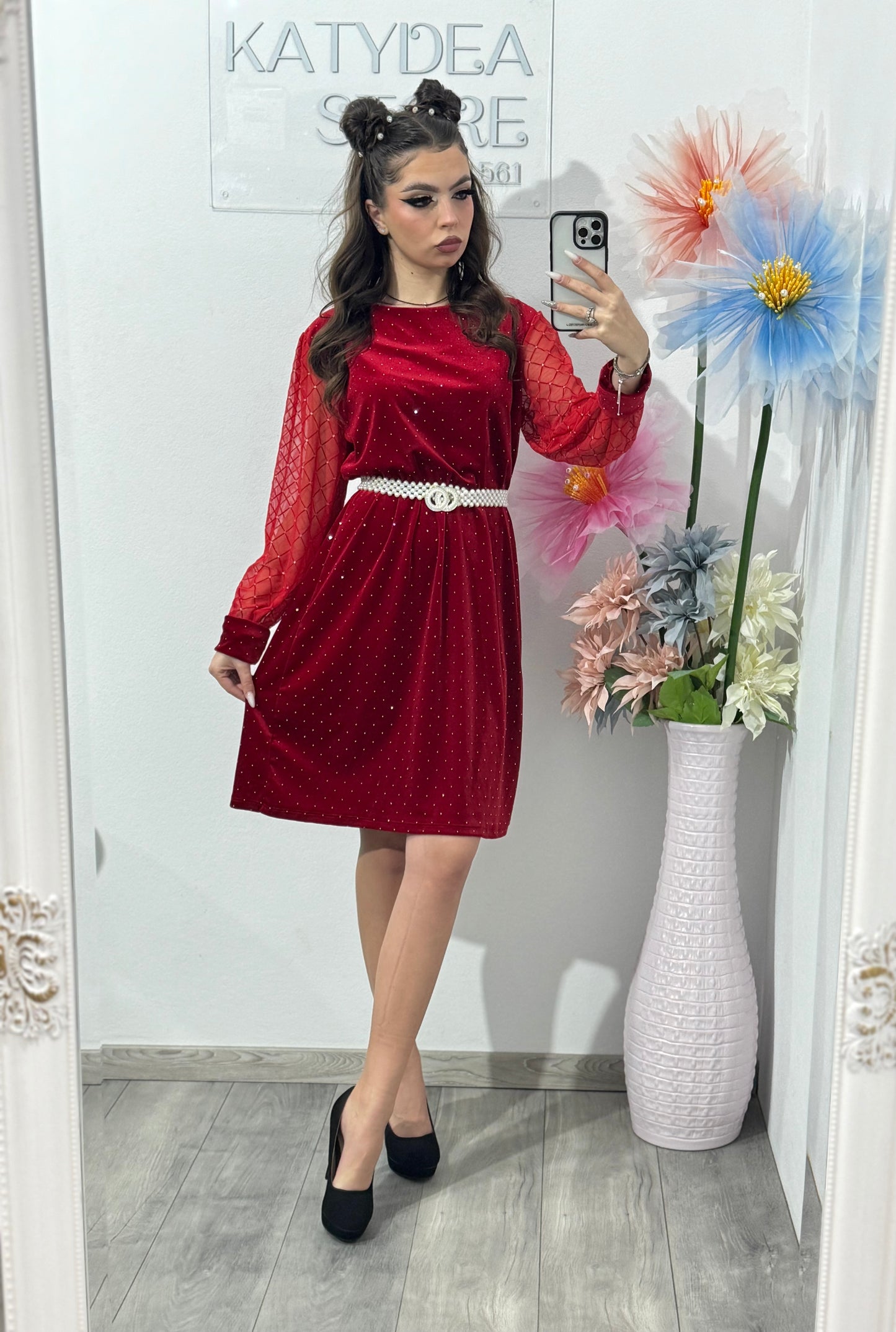 Rochie din catifea tip A SOFIA