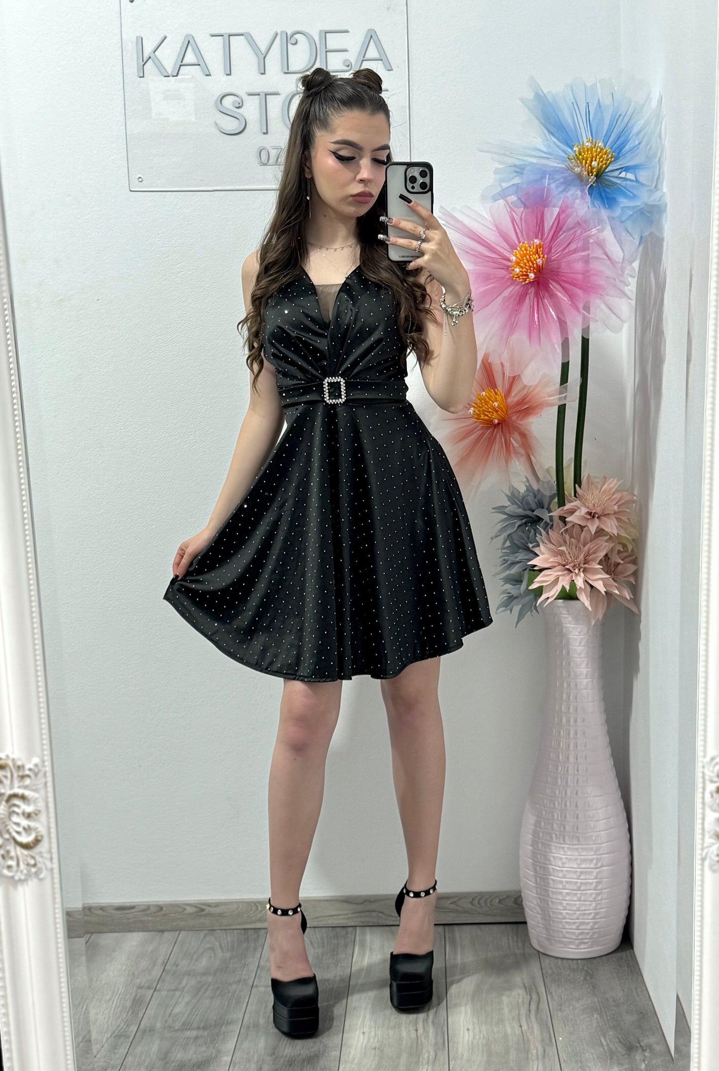 Rochie elegantă cu cristale ștanțate Camilla