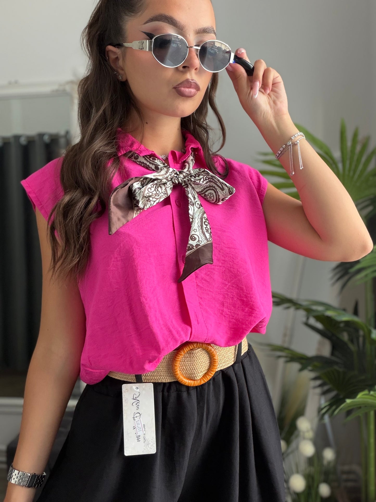 Cămașă din in fucsia MARA