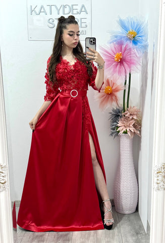 Rochie lungă din tafta roșie Lolita