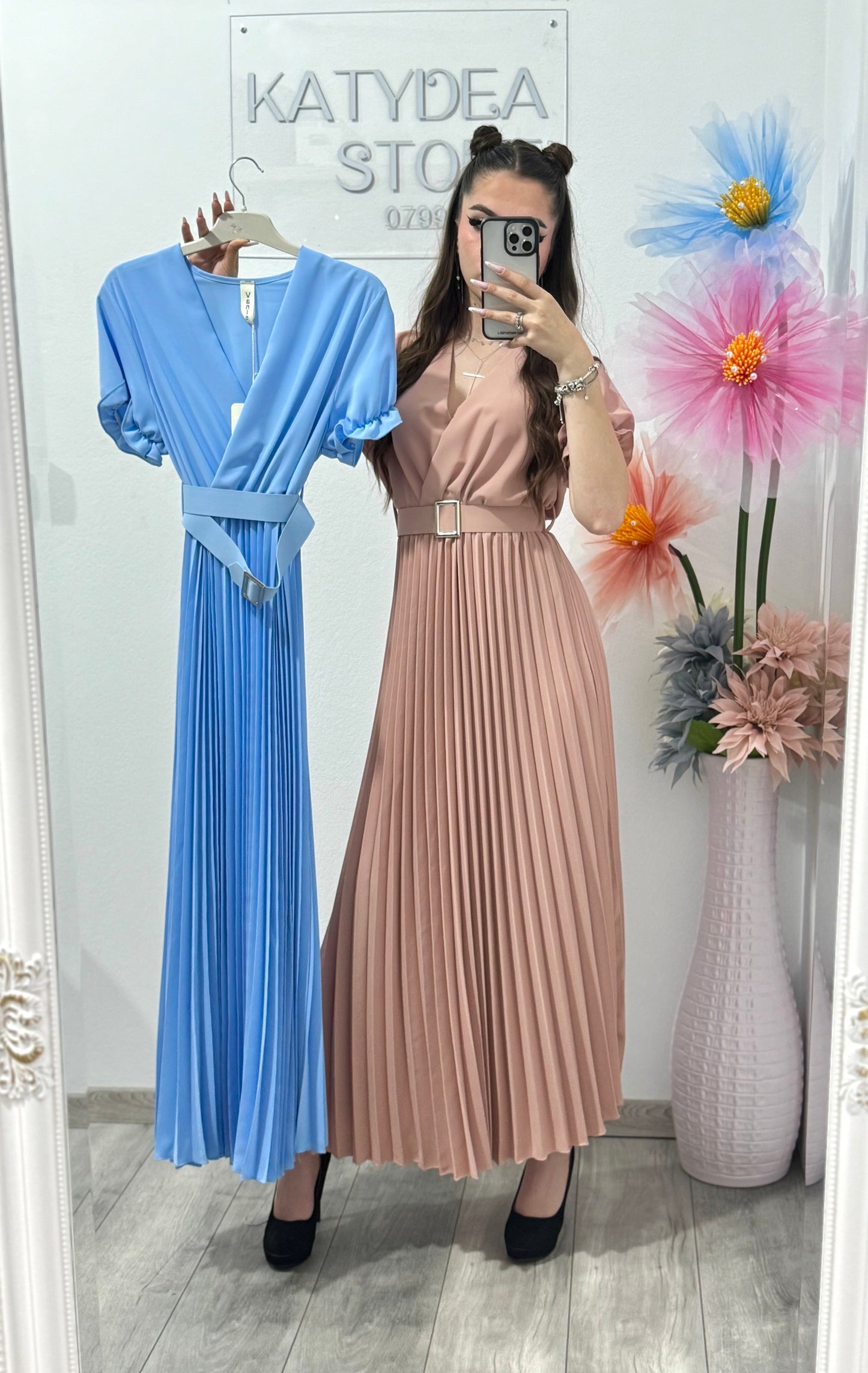 Rochie cu pliseuri midi Grațiela