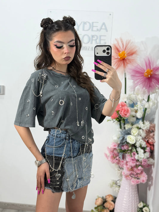 Tricou cu detalii argintii ALIS