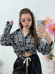 Cămașă în carouri cu cristale ștanțate XONIA