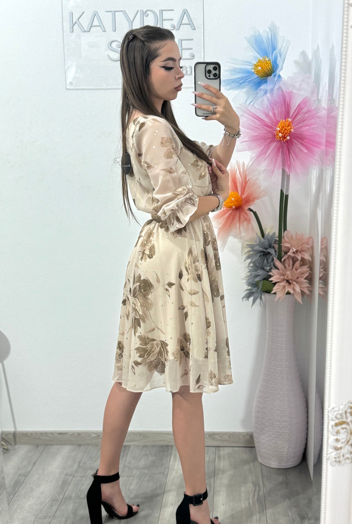 Rochie din voal beige Carmen