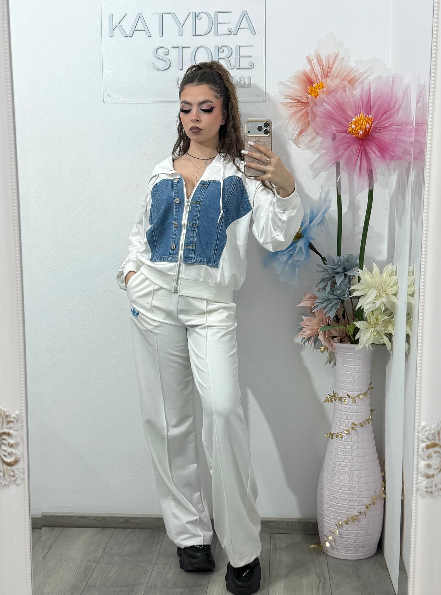 Bluză cu inserție din denim WANA