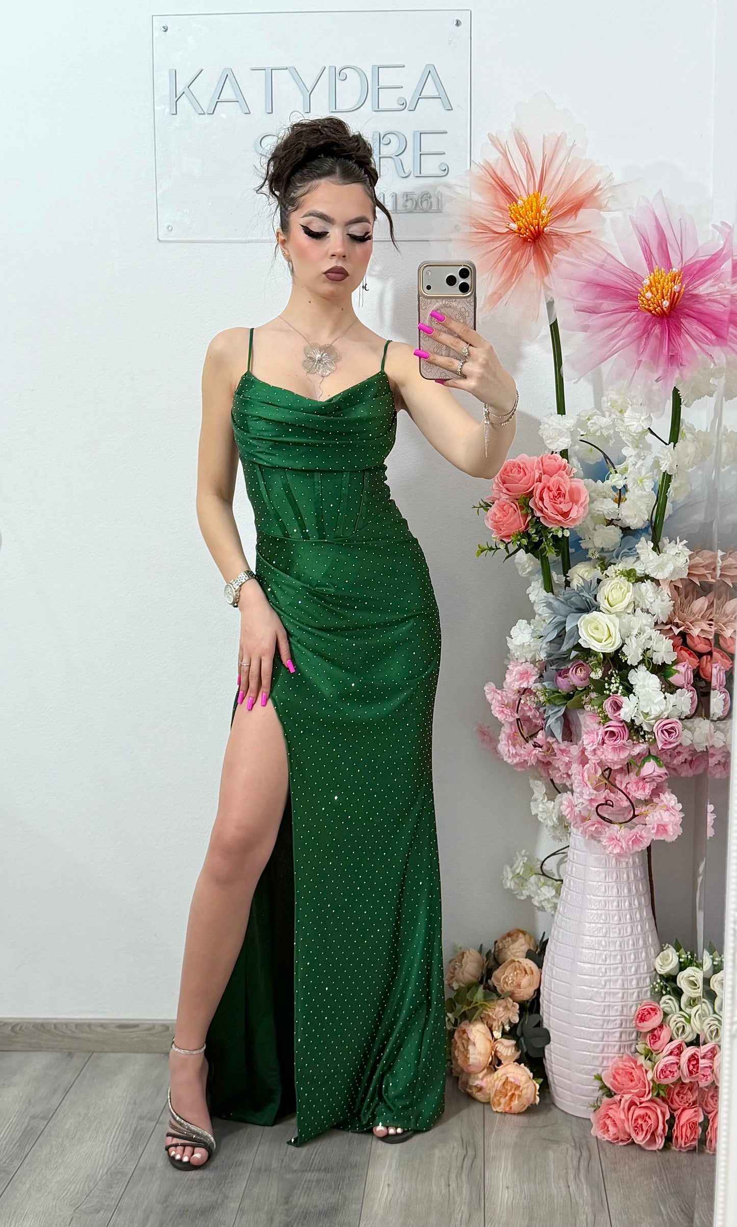 Rochie lunga verde Laura