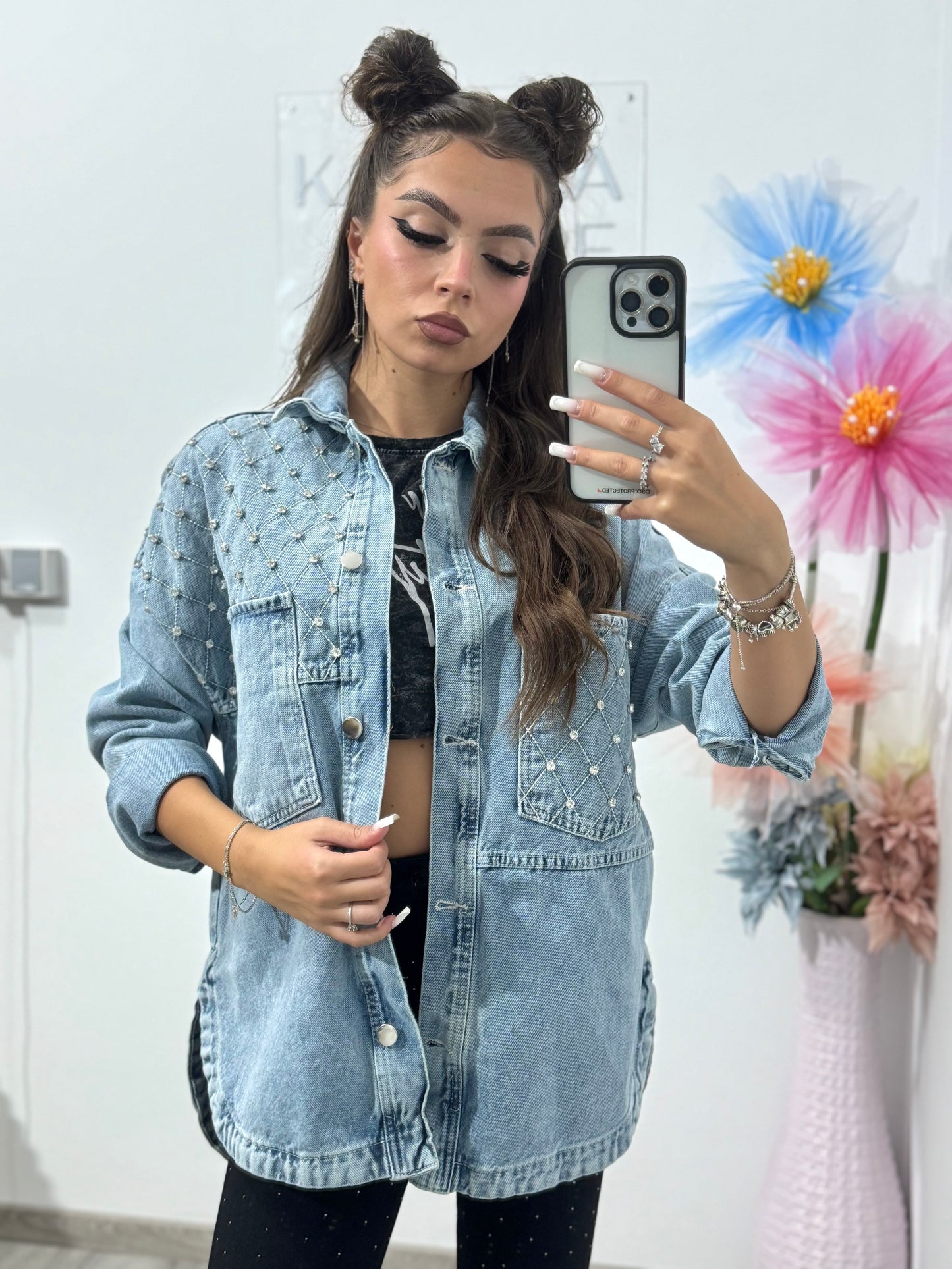 Geacă din denim cu cristale Dennise