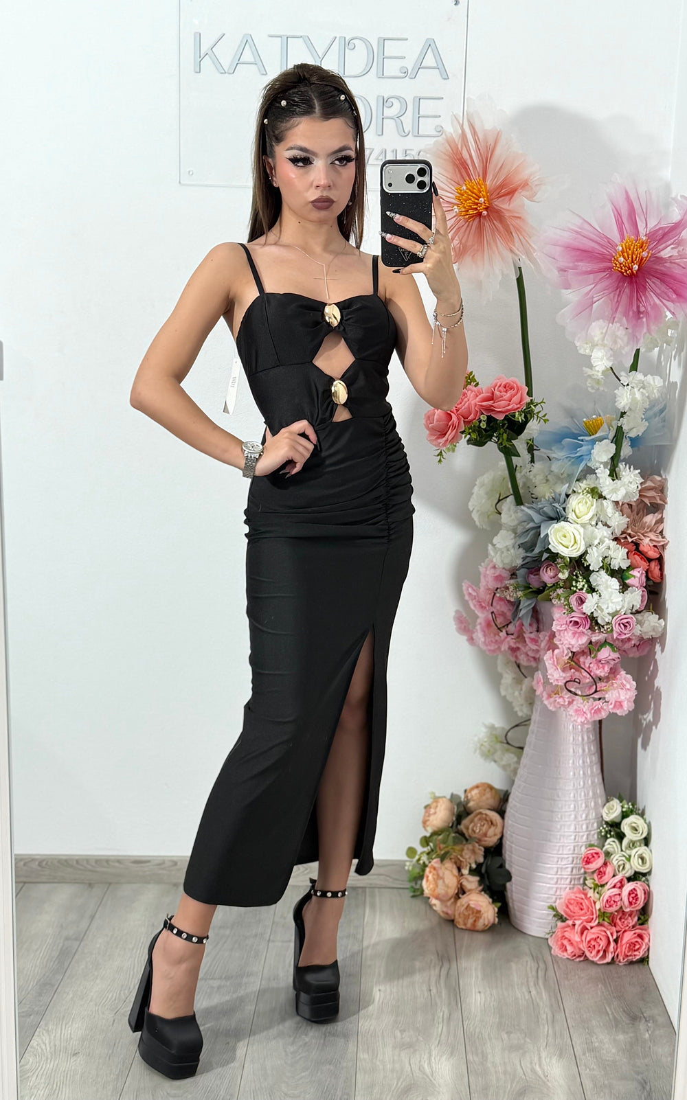 Rochie midi neagră COCKTAIL