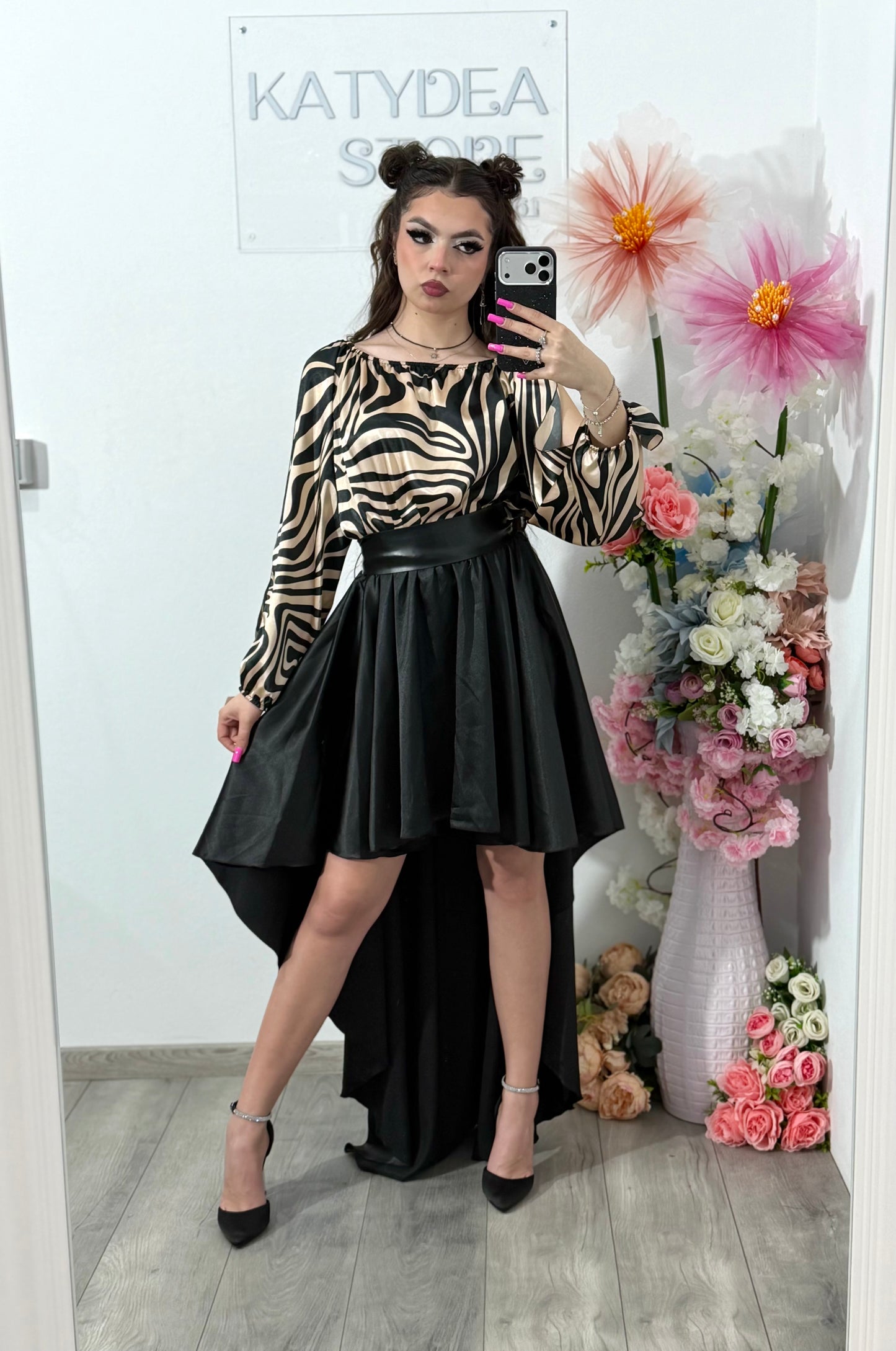 Rochie din satin tip rândunică ELLA
