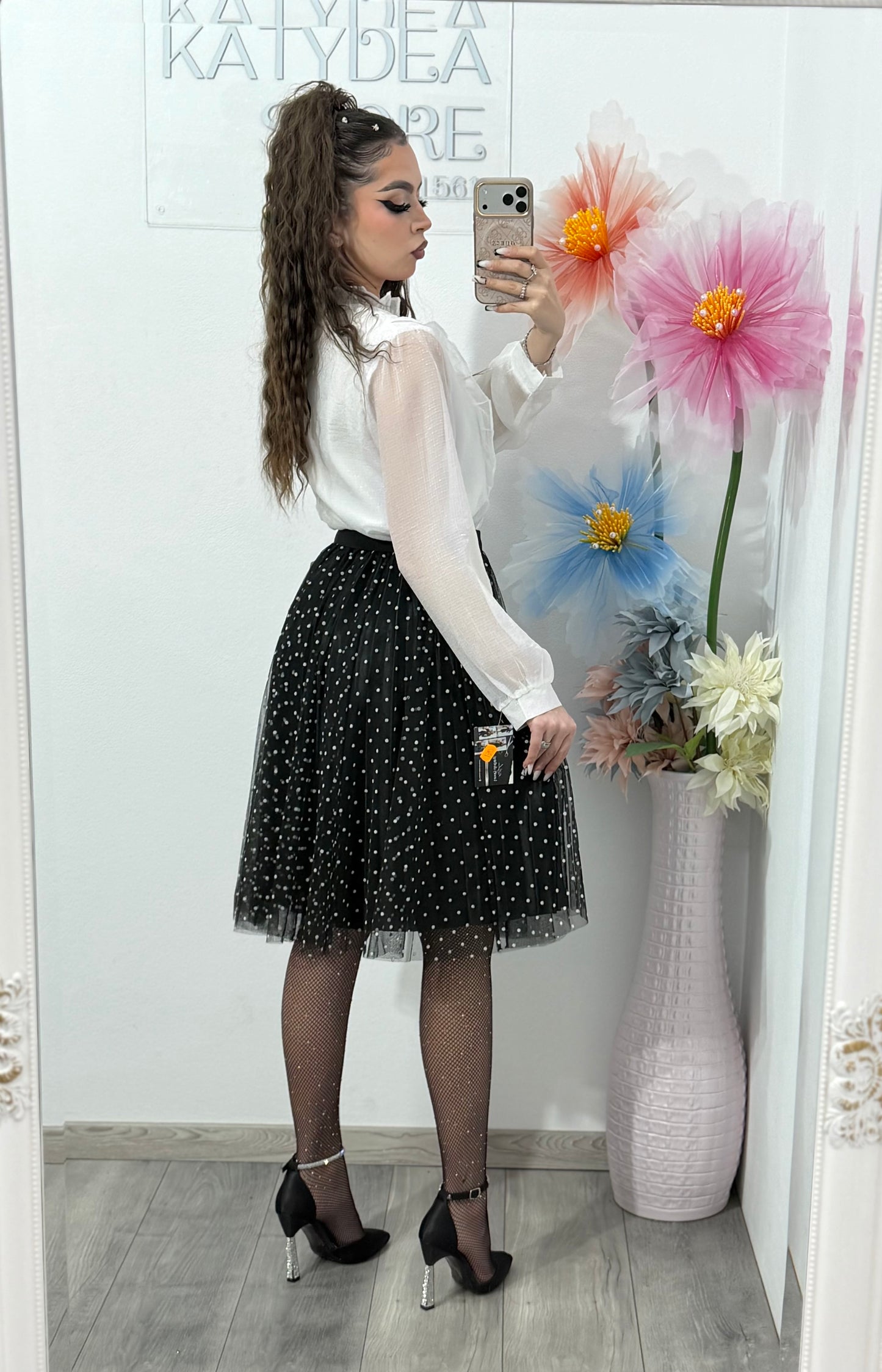 Fustă cu dublă față negru-buline MARA