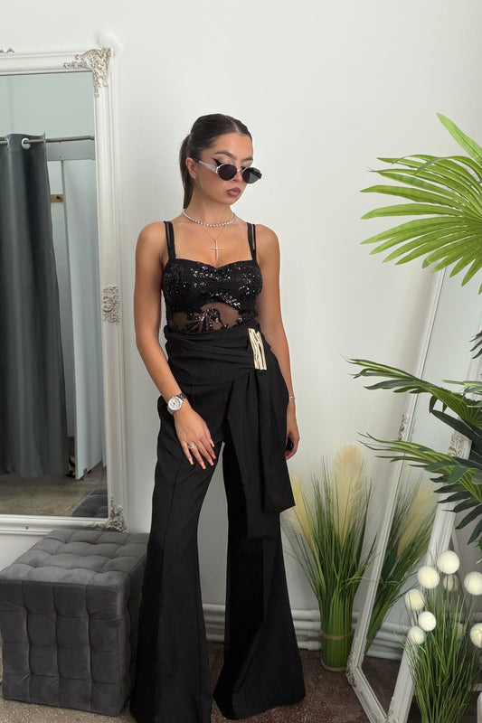 Pantaloni palazzo black LARA