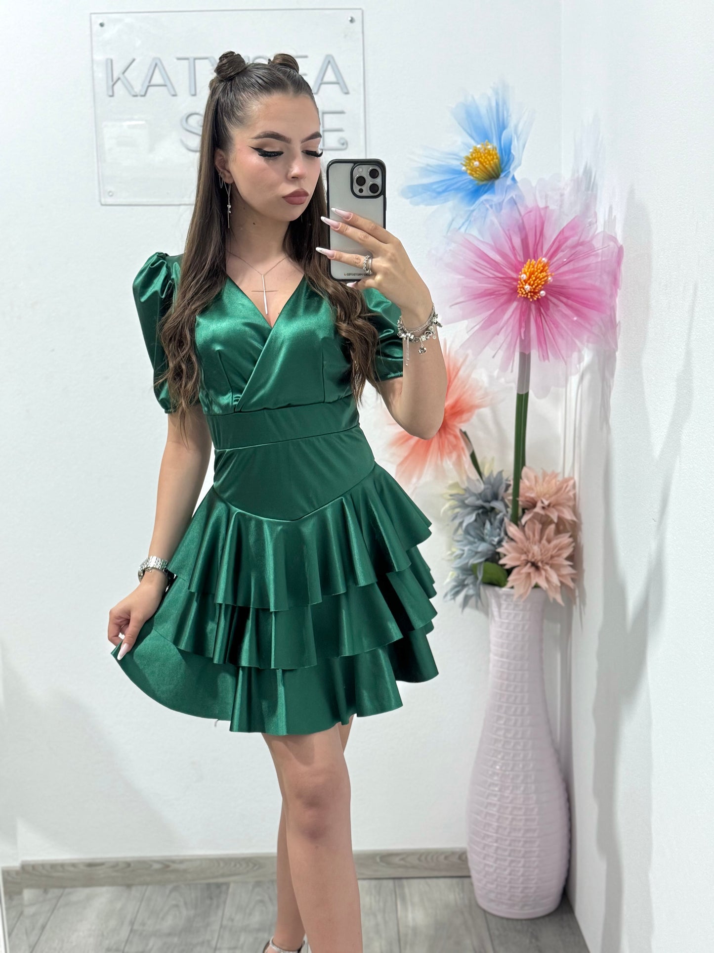Rochie elegantă verde Sofia