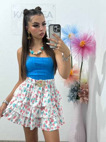 Fustă Bebe roz și albastru