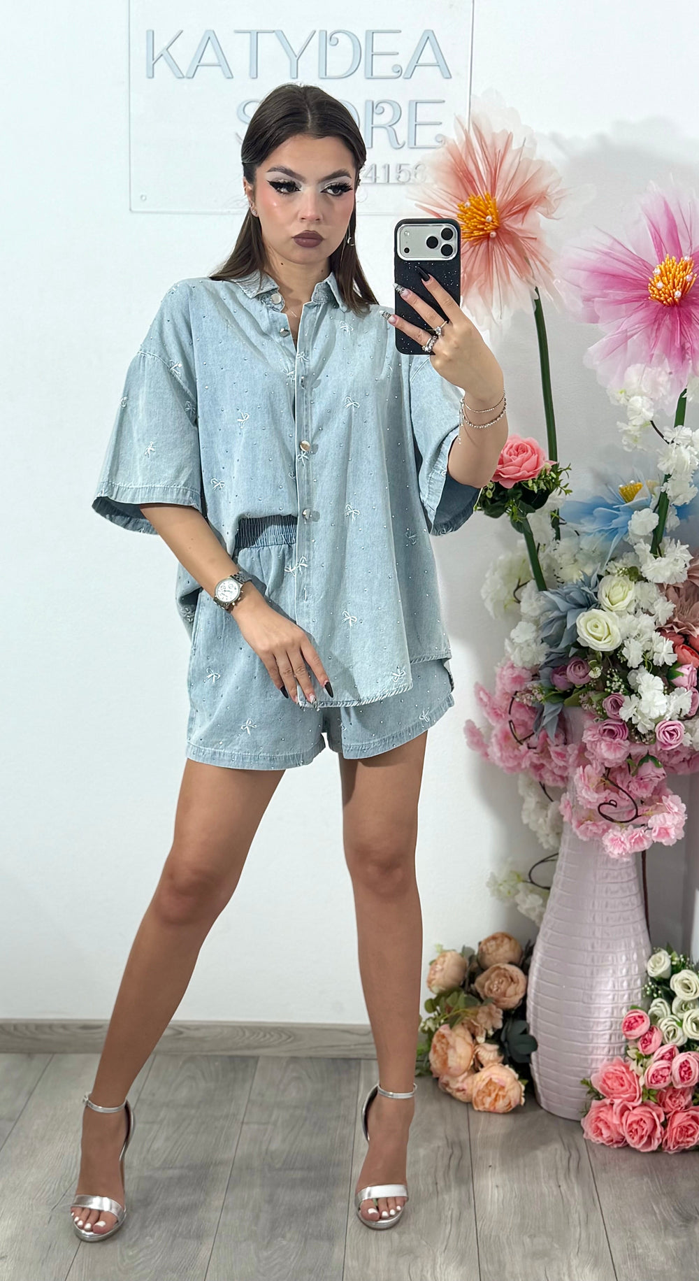 Compleu din denim albastru Claudia