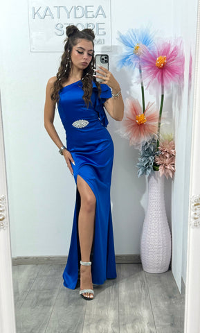 Rochie din tafta Elsa albastru electric