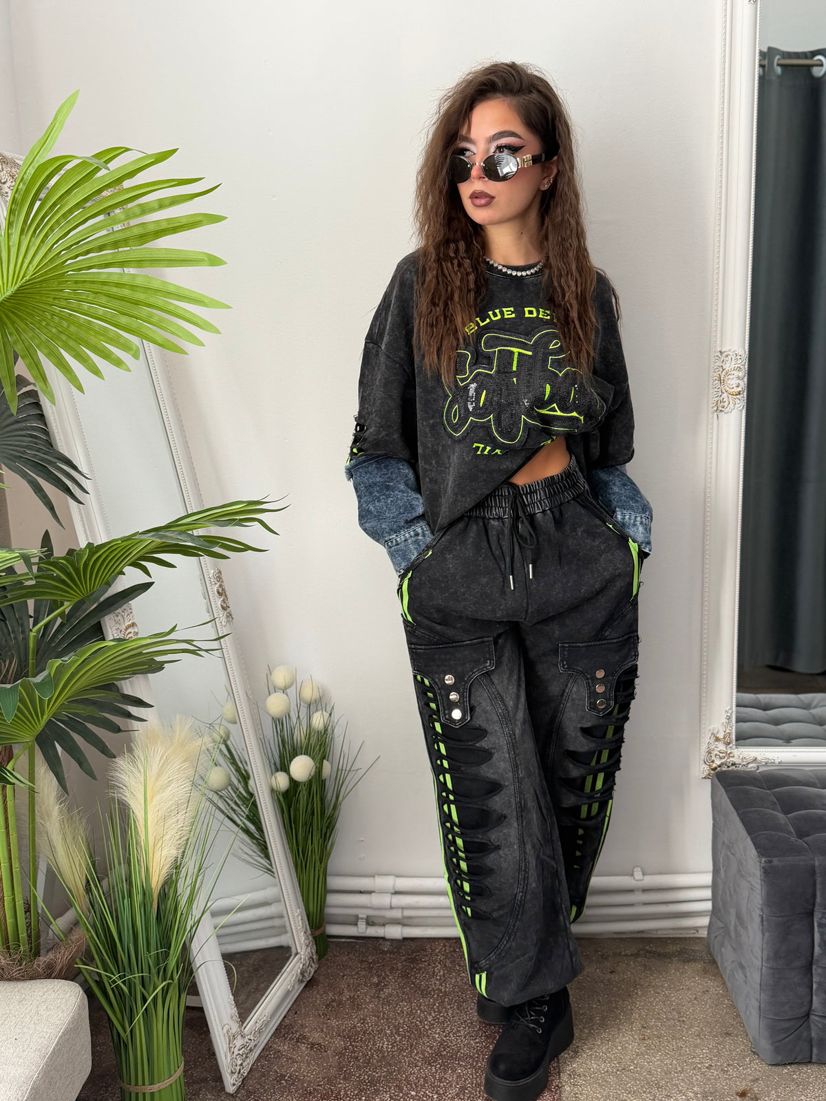 Compleu KOREASTYLE green&denim