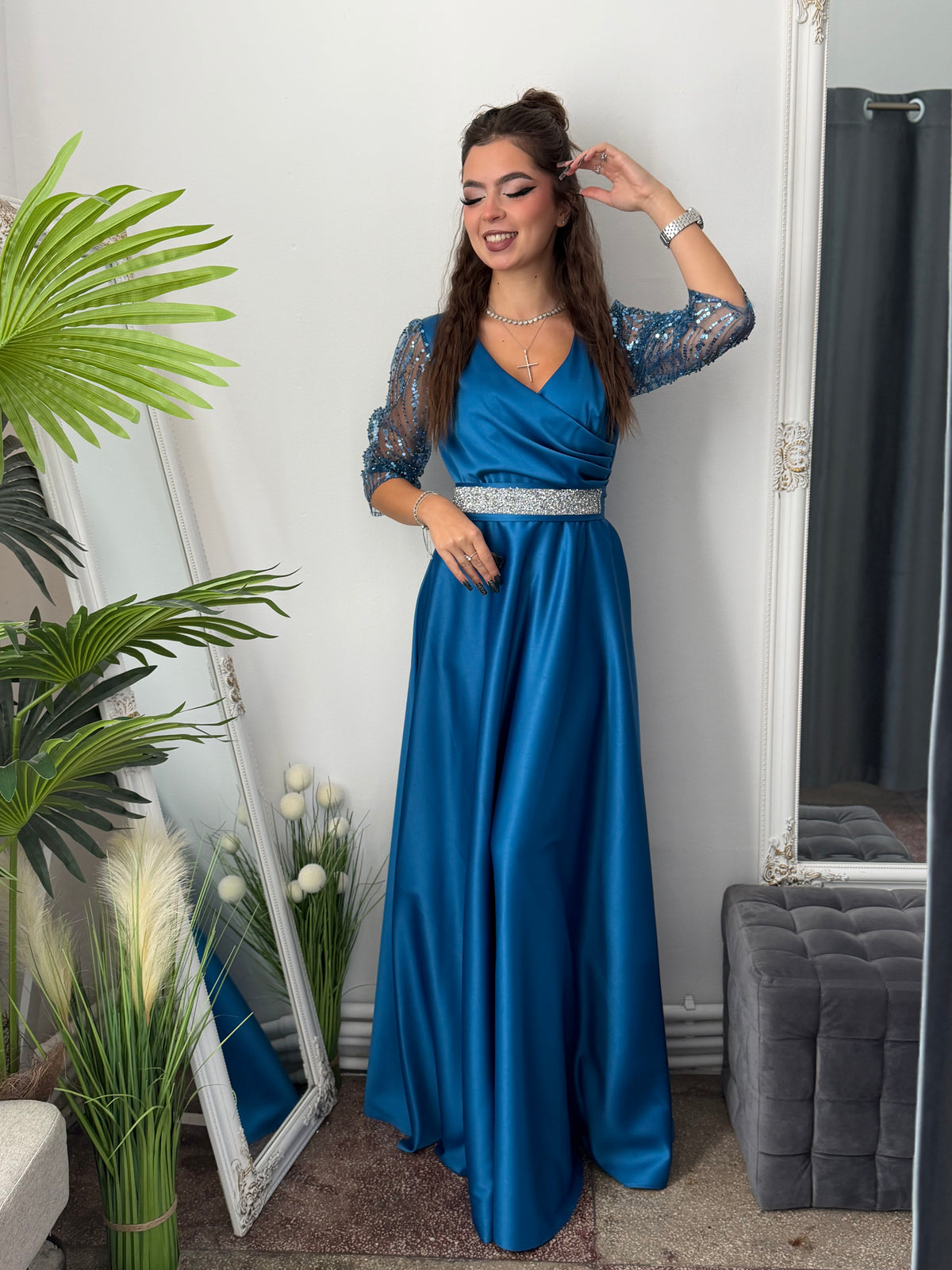 Rochie lungă turcoaz ADRIA