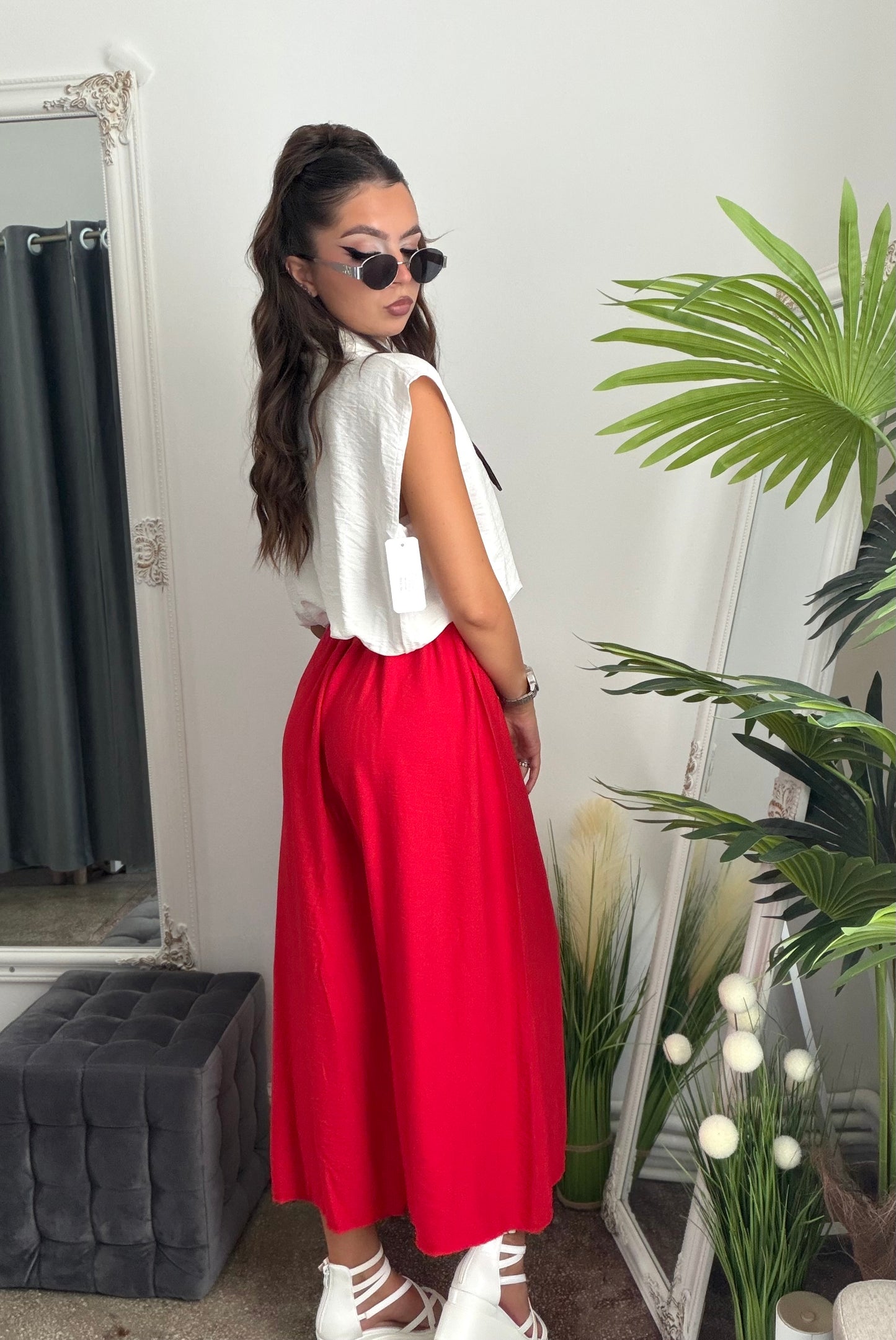 Pantaloni de vară 3/4 roșii JULIA