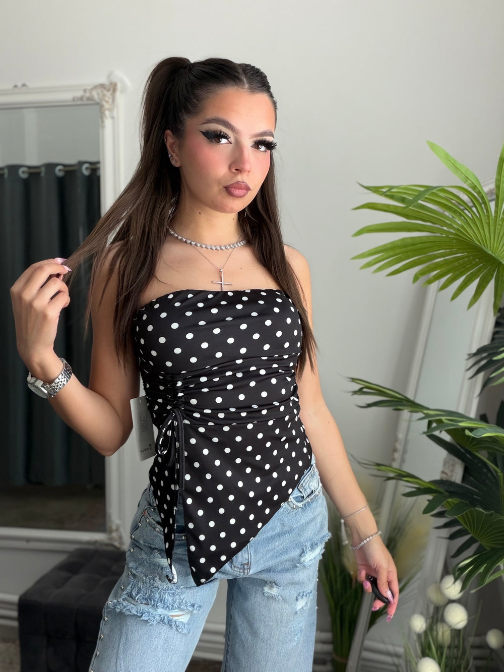 Top cu buline negru MARIA