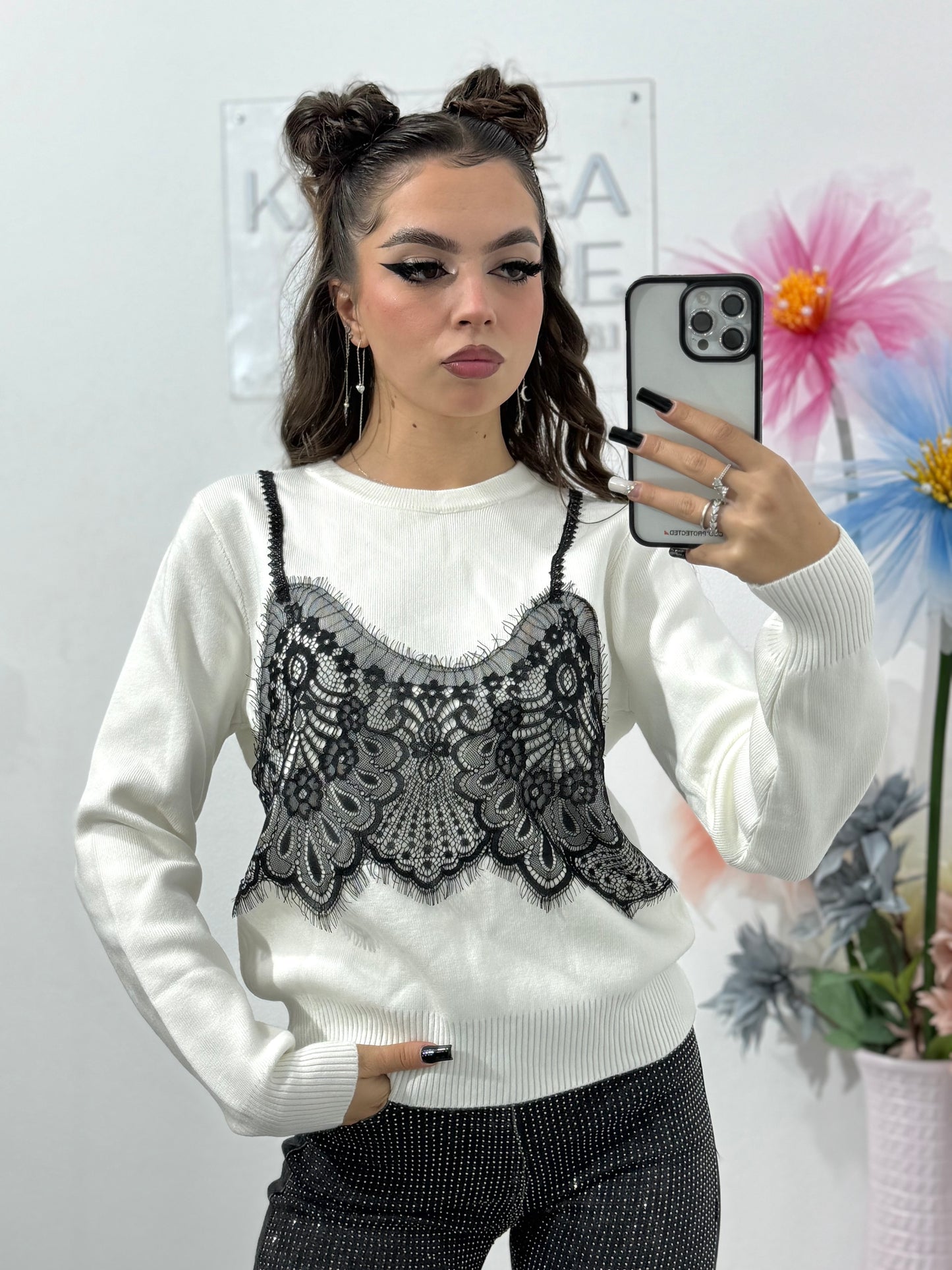 Pulover cu dantelă Veronica