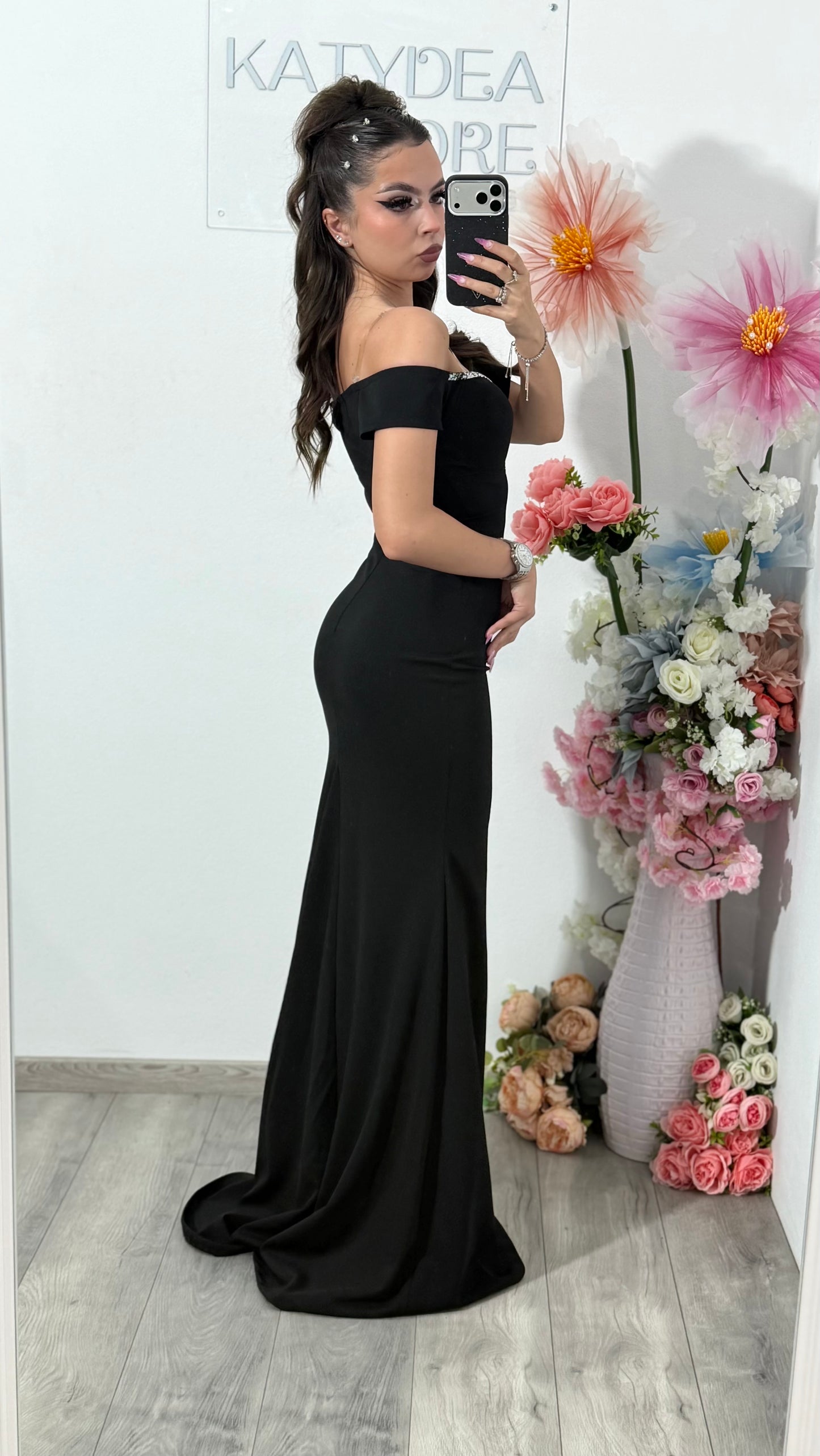Rochie lunga neagra eleganta tip sirena Katherine