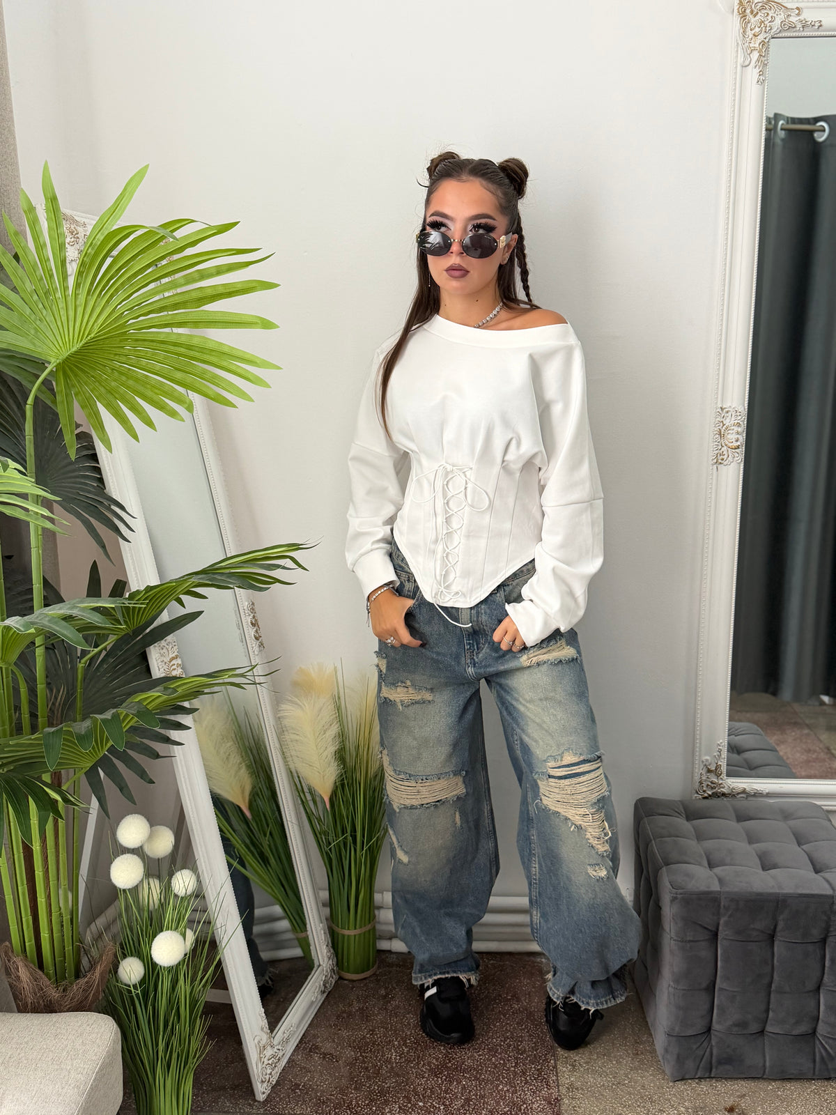 Bluză tip corset albă JOLIE