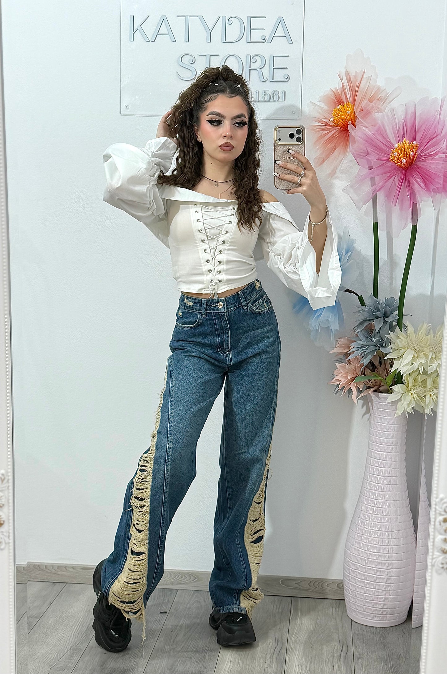 Jeans WideLeg cu rupturi ANDREEA