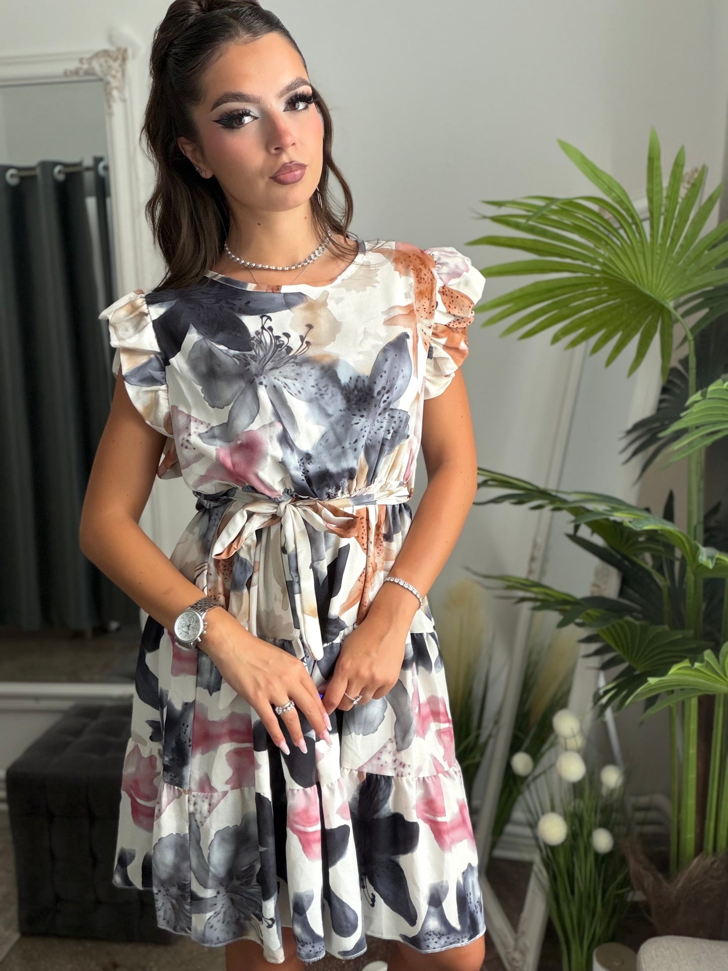 Rochie cu volanase grey ELSA