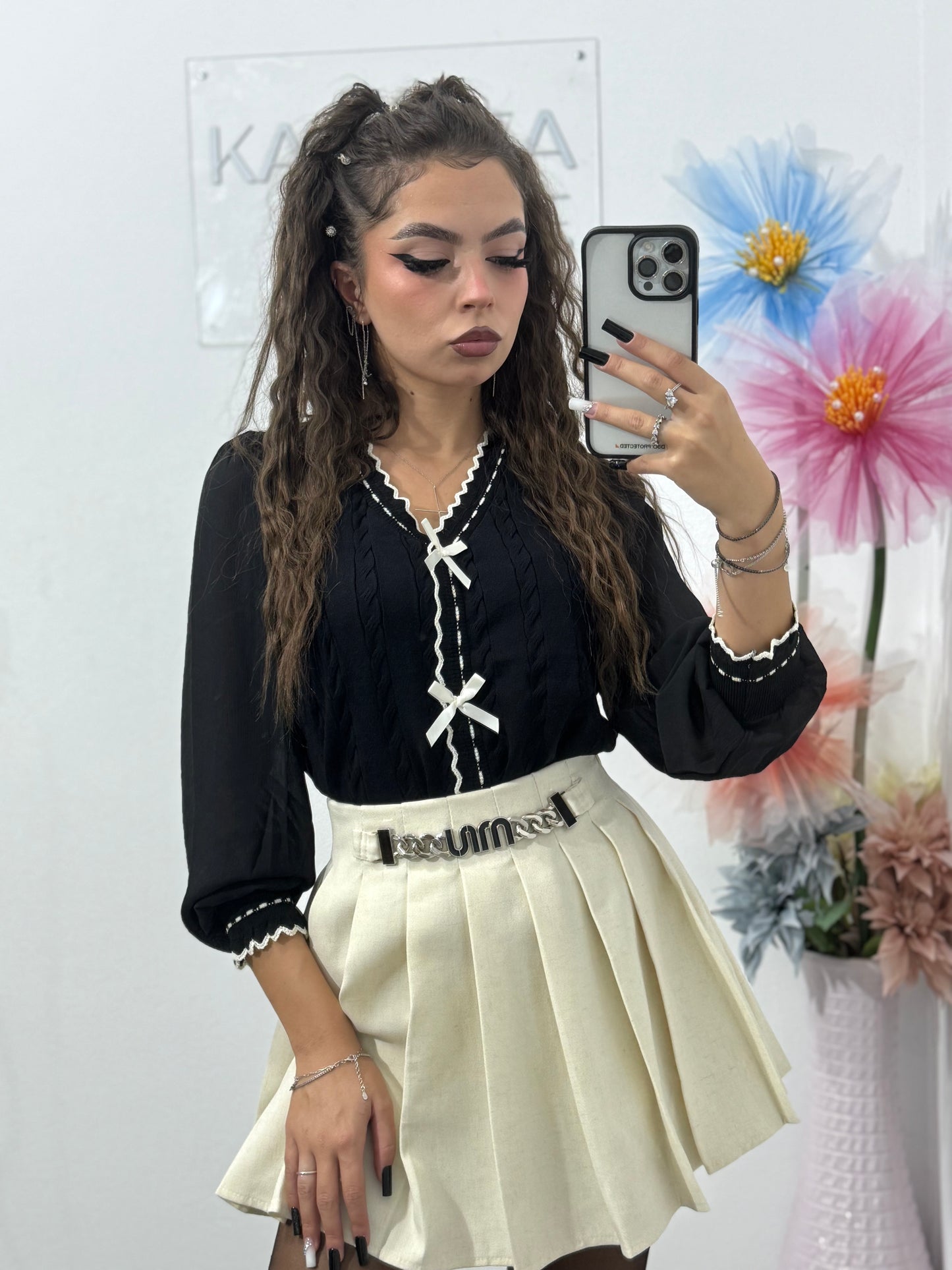 Bluză cu fundiță Firuze