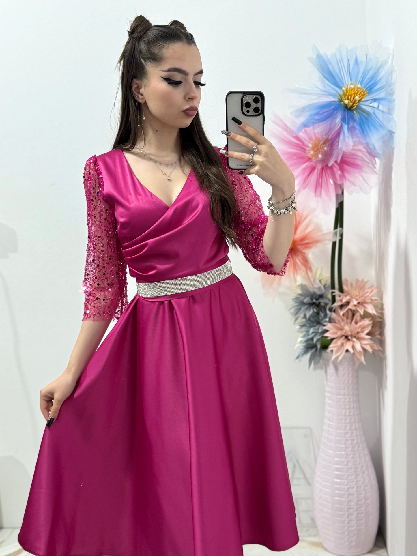 Rochie elegantă fucsia Adria