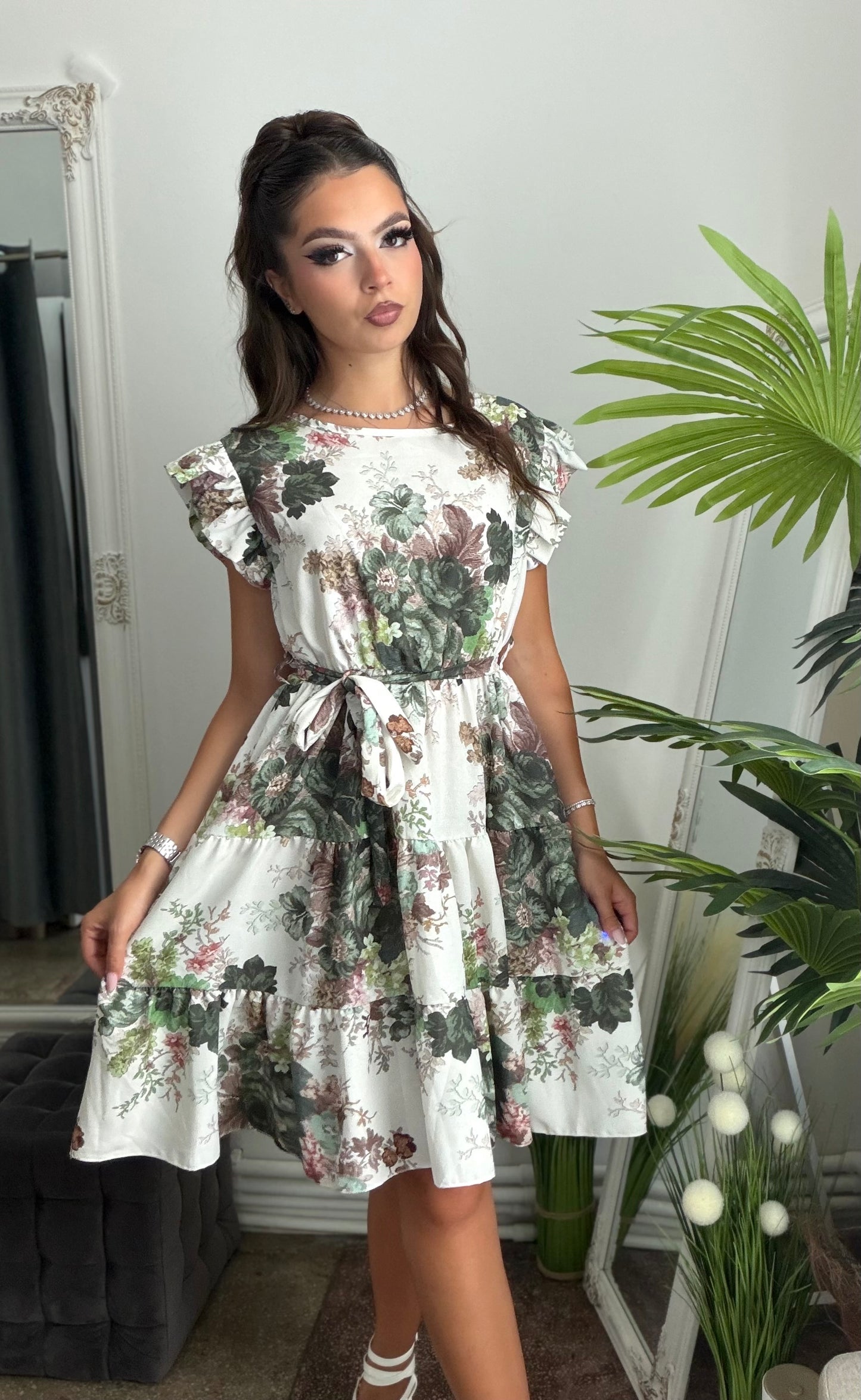 Rochie cu volanase verde ELSA