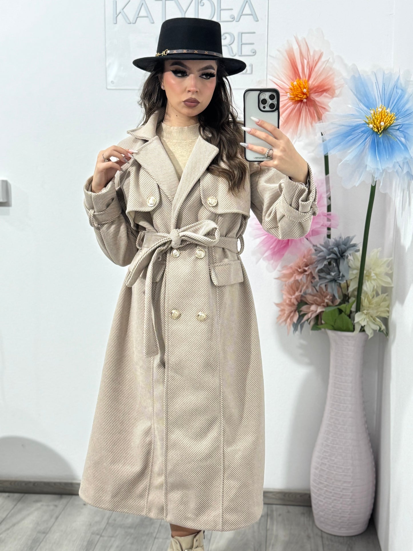 Palton bej ELEGANCE