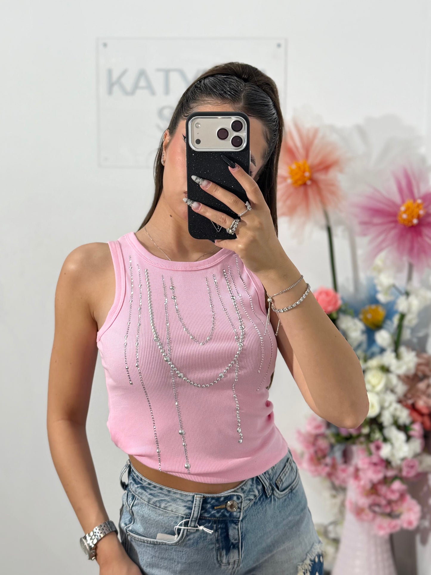 Top roz accesorizat PAULA
