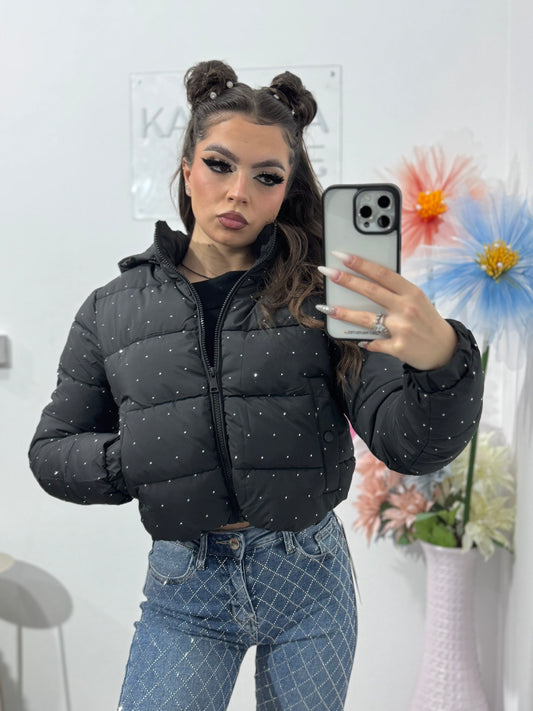 Geacă cu cristale argintii ștanțate SORINA