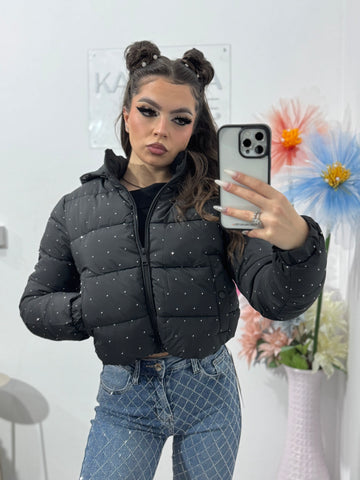 Geacă cu cristale argintii ștanțate SORINA