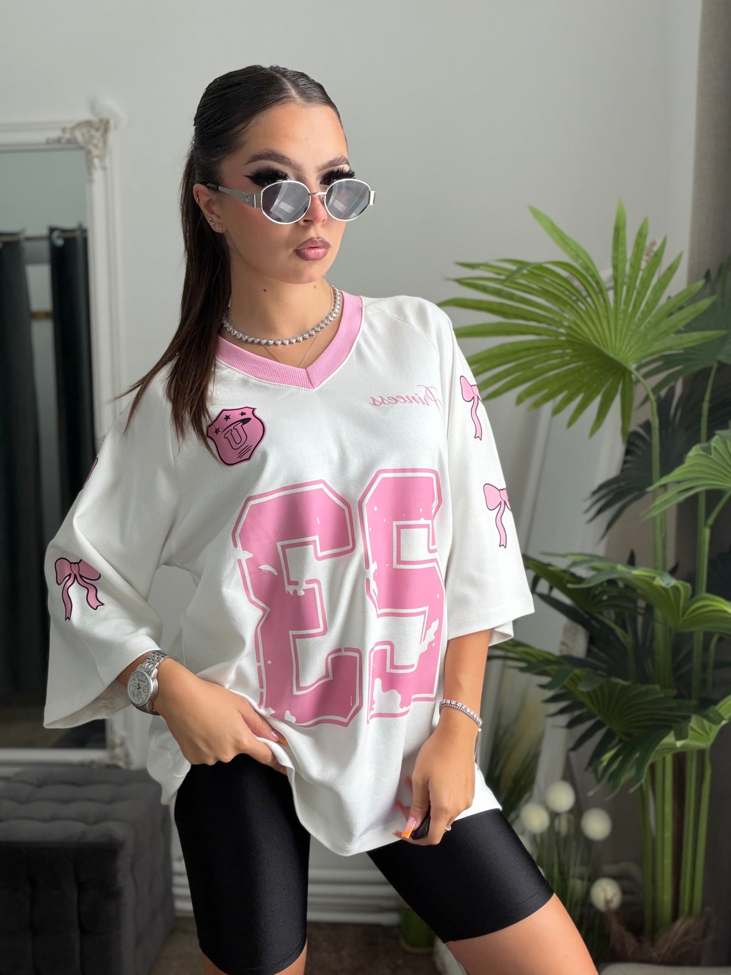Tricou oversize alb LUCKY