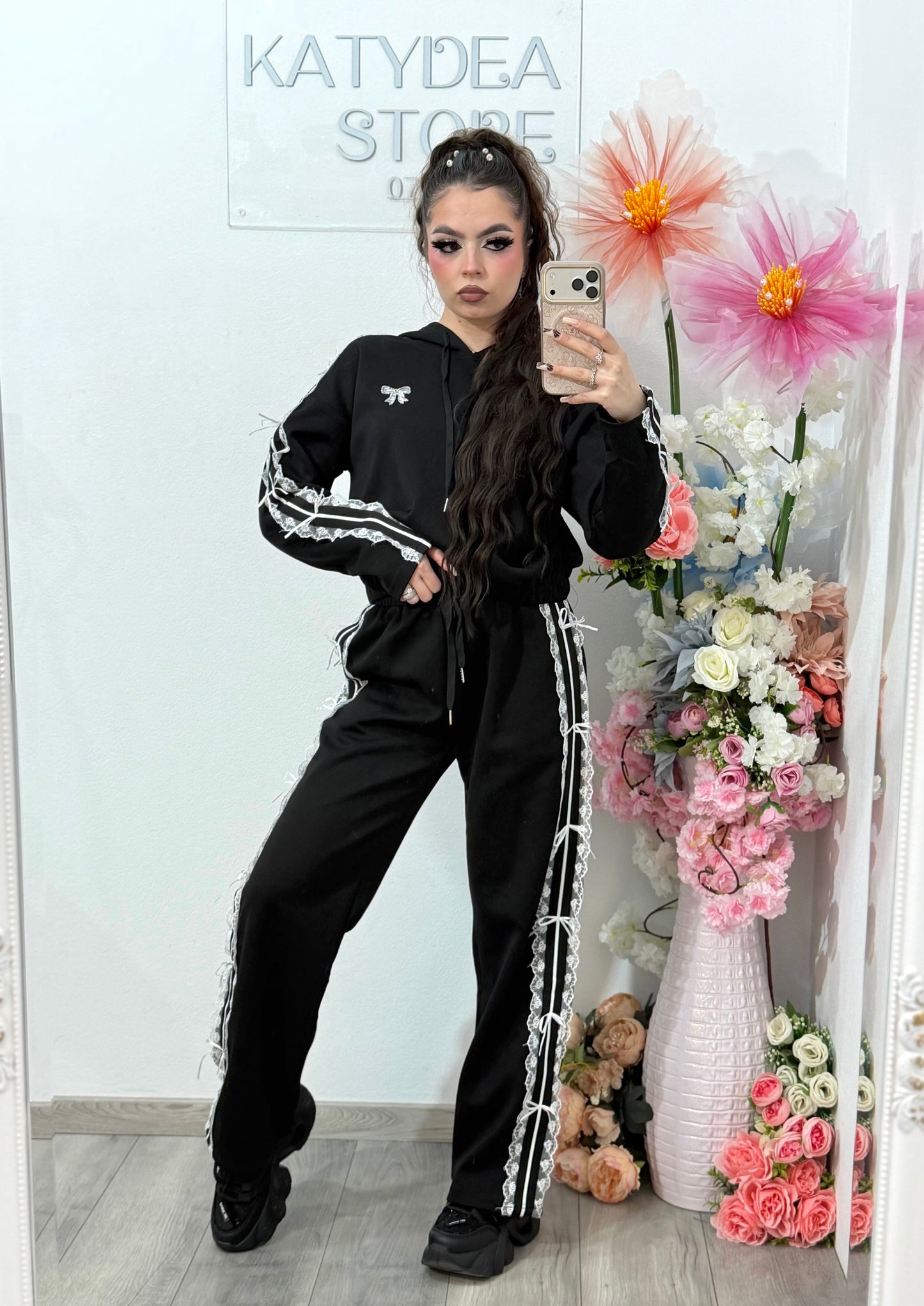 Compleu negru cu fundițe DELIA