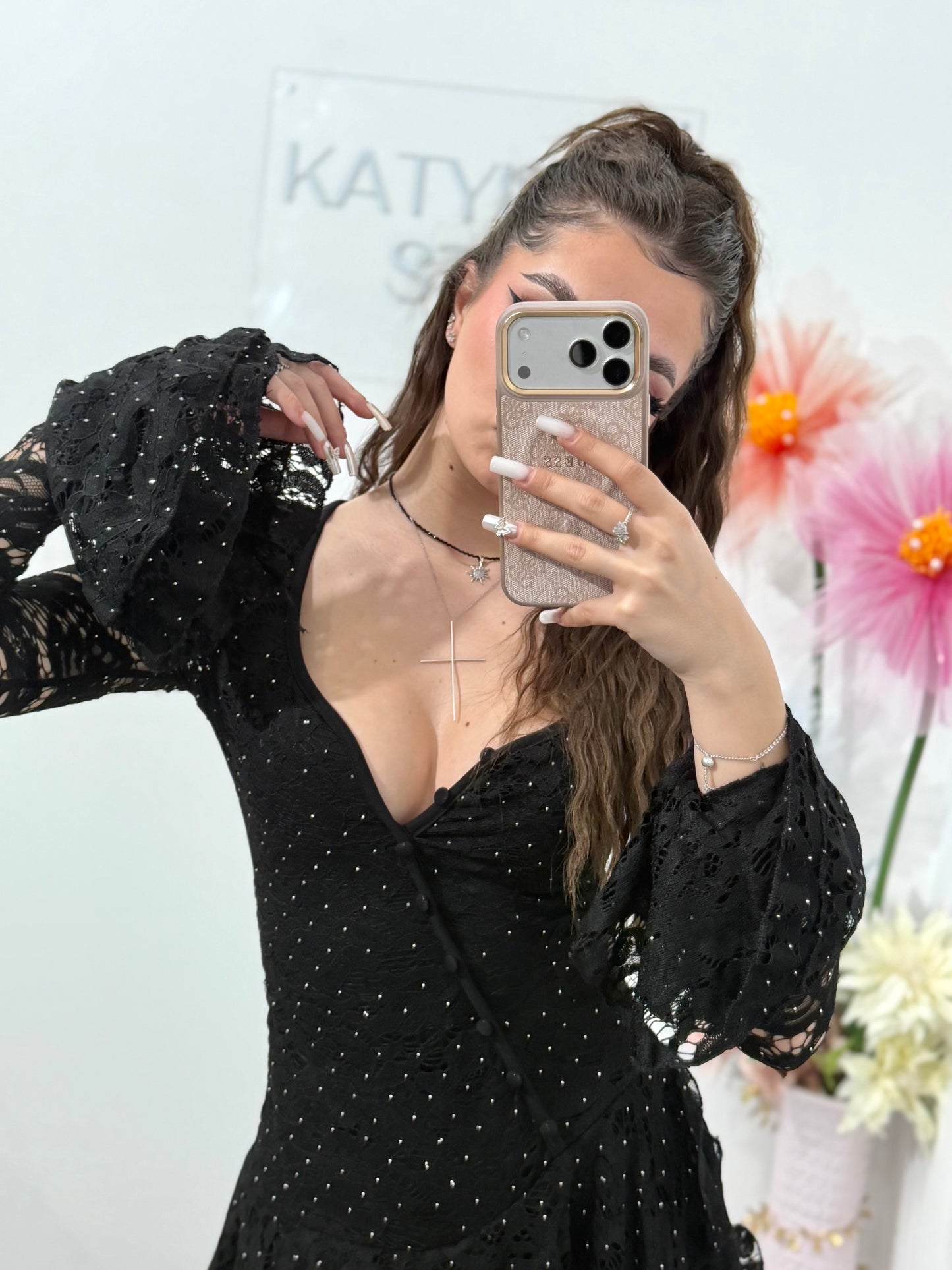 Salopetă din dantelă cu cristale ștanțate ALIS