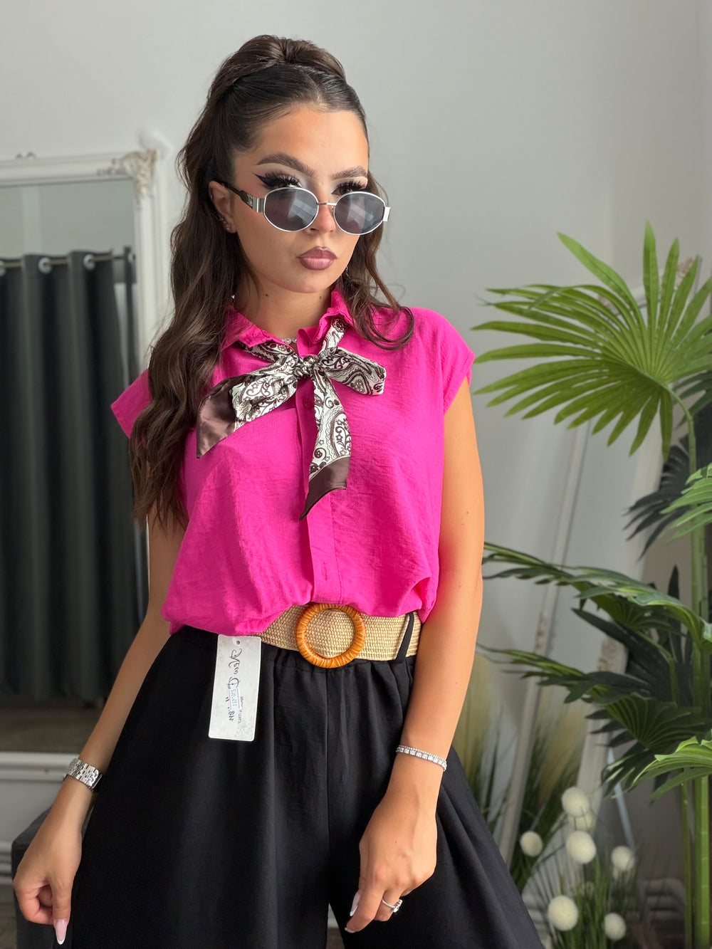 Cămașă din in fucsia MARA