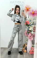 Jeans largi prespălați cu rupturi RAMONA