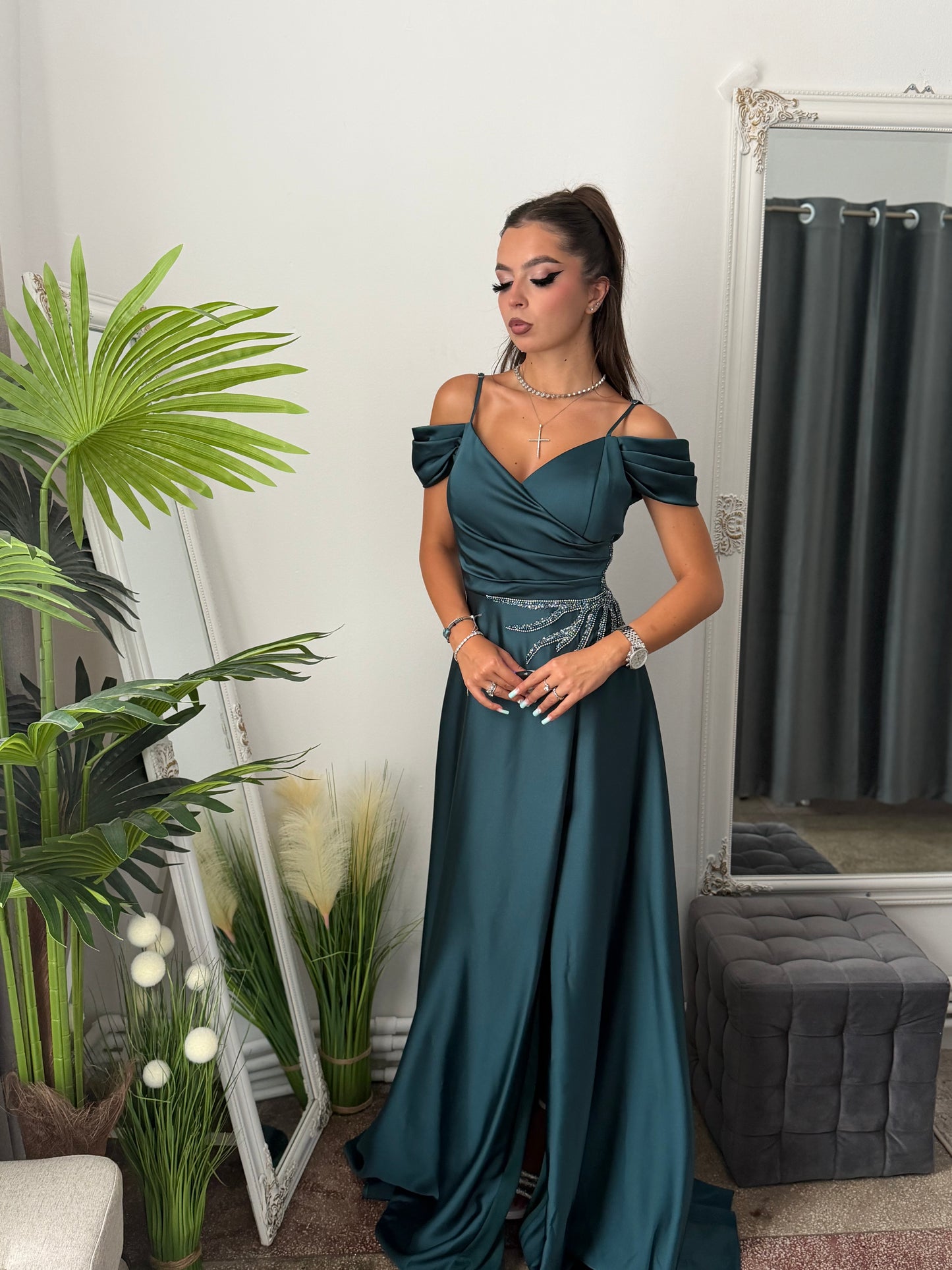 Rochie elegantă turcoaz KARINNA